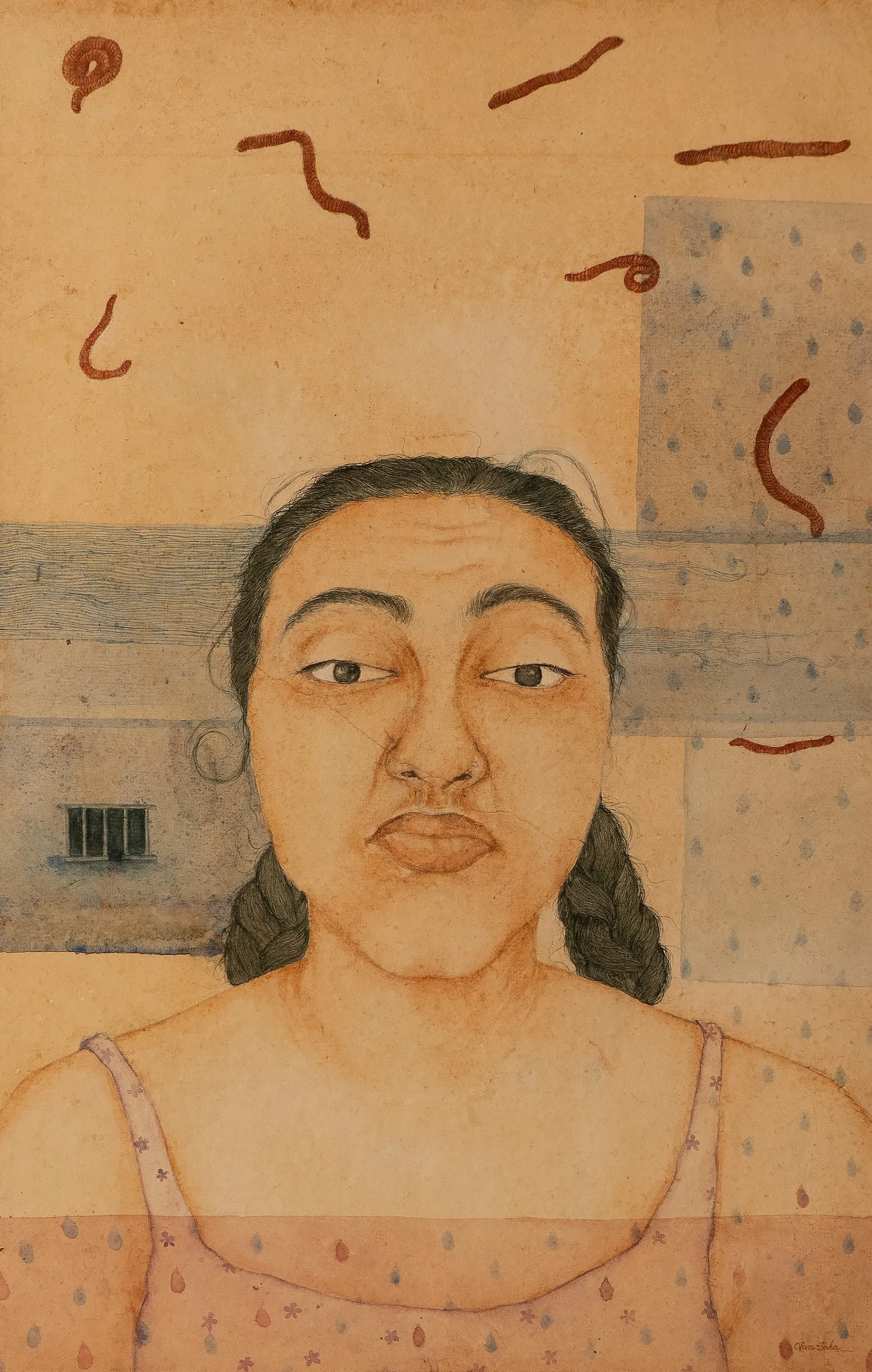 They are all here by Oliva Saha - Watercolour, tea wash on handmade paper