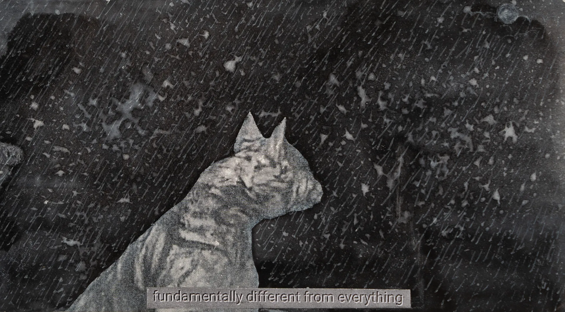 Schrodinger’s cat on a walk 31 by Ritesh Khowal - Ink, emulsion & acrylic on paper