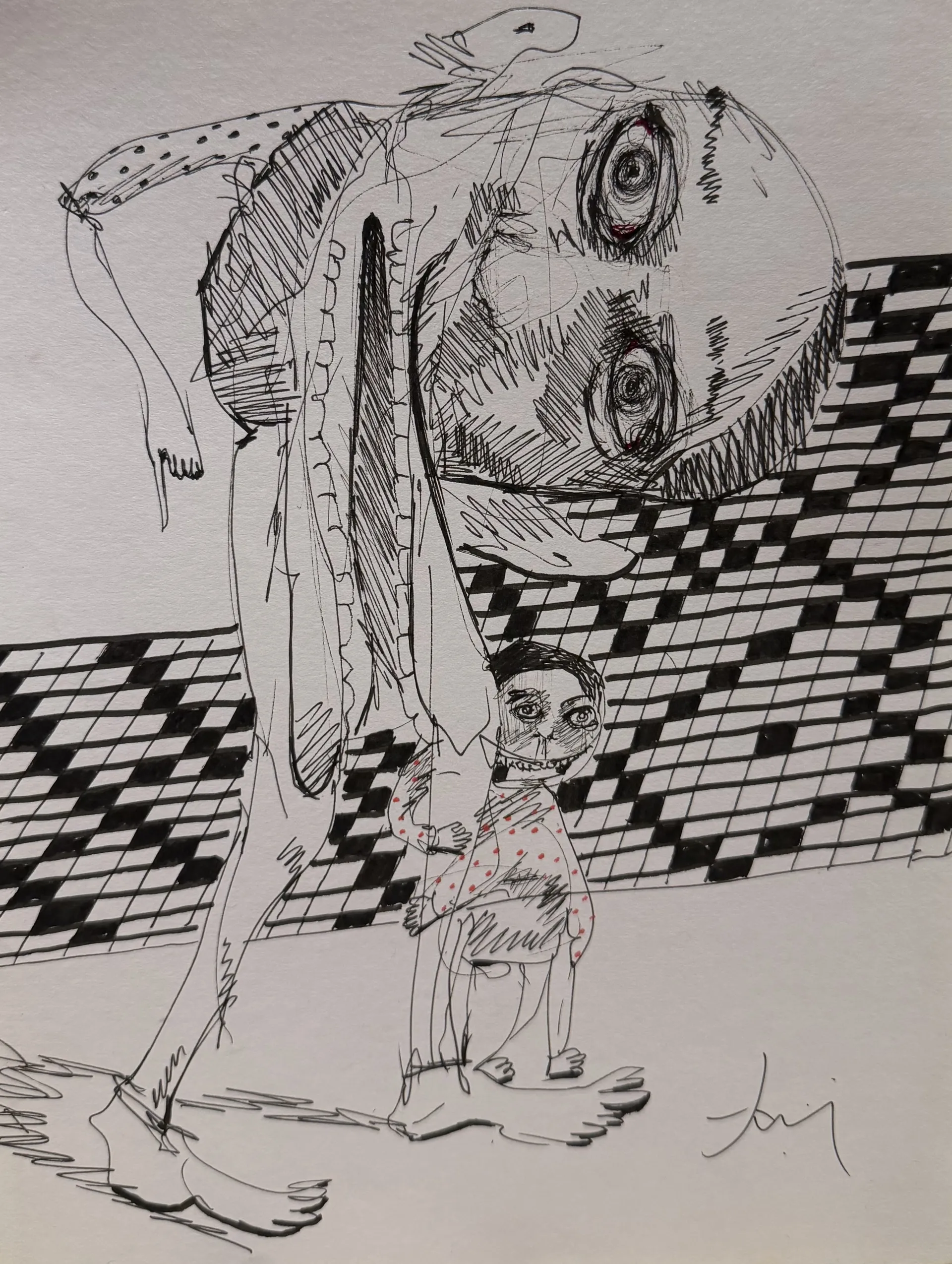 Parenting by Aditiya Singh - Ink on paper