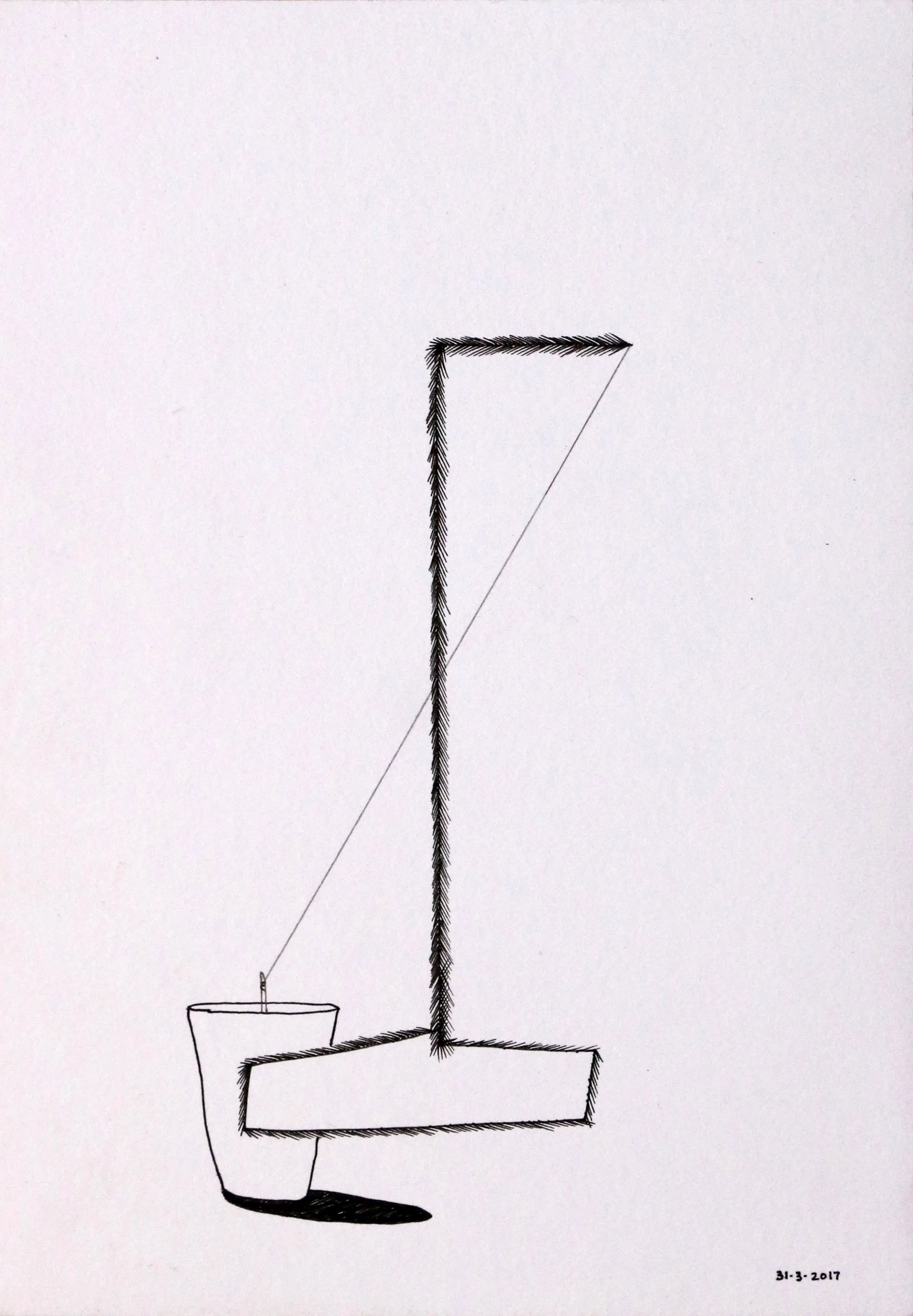 D-3-3 by Preksha Tater - Pen and color on paper 
