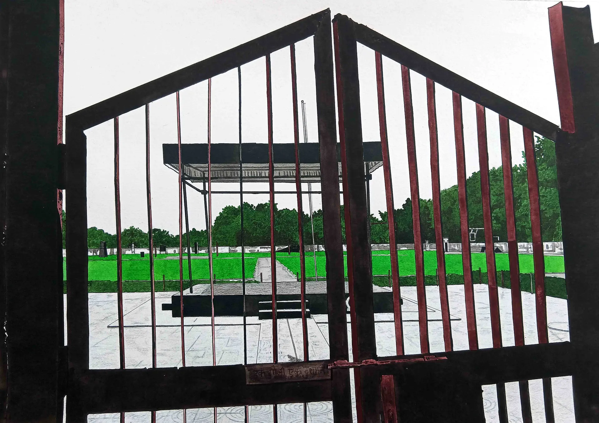 Territories of three: echoes in the landscape I, 11 by Kapil Jangid - Watercolor, photo ink, digital print and graphite on paper