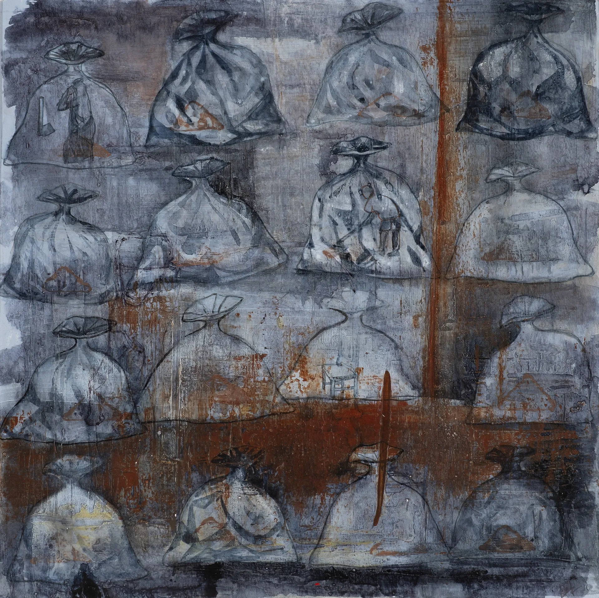 In side out by Raju Baraiya - Mixed media on paper