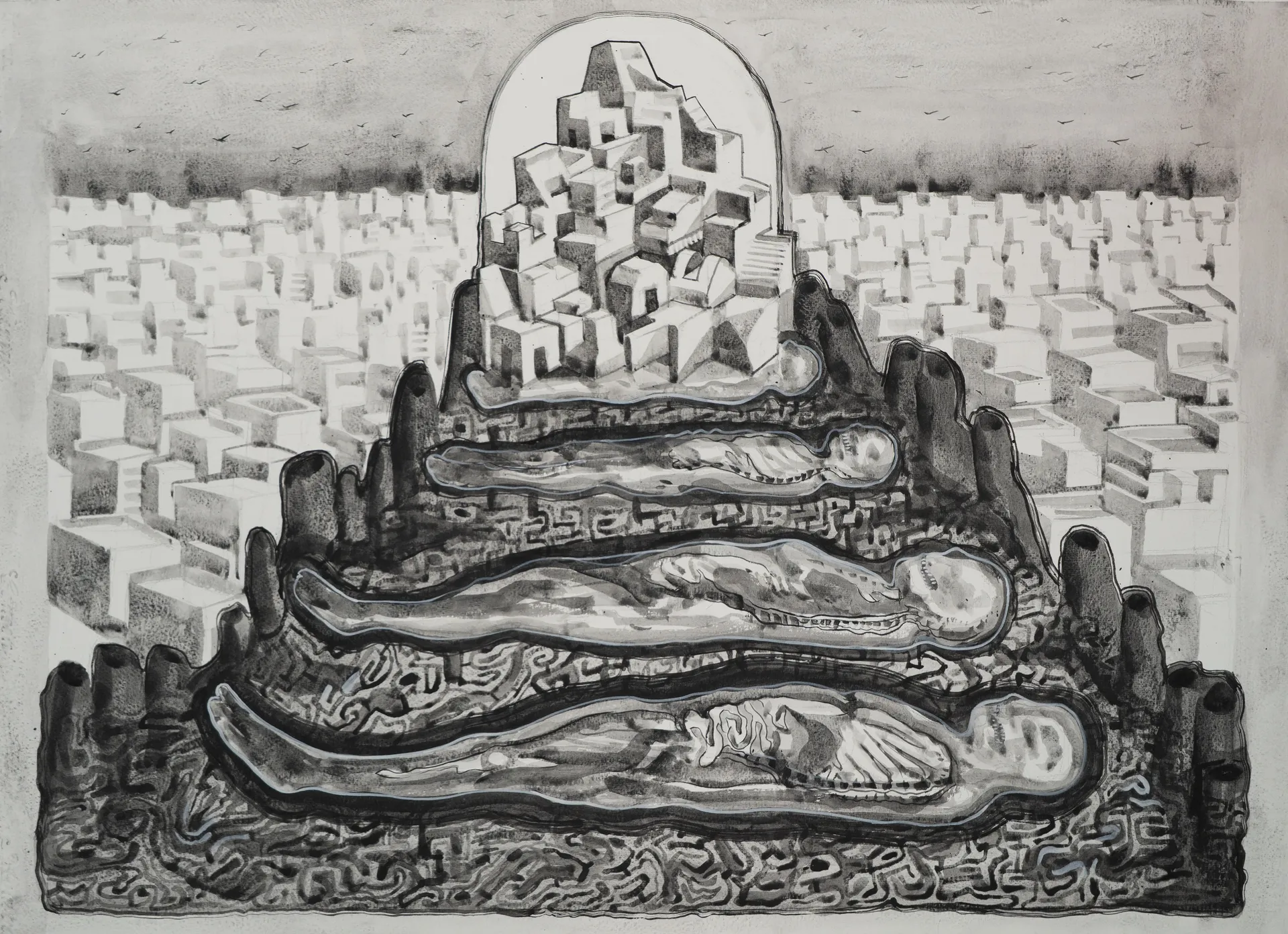 Namma samadhi by Prasad KV - Watercolor on archival paper