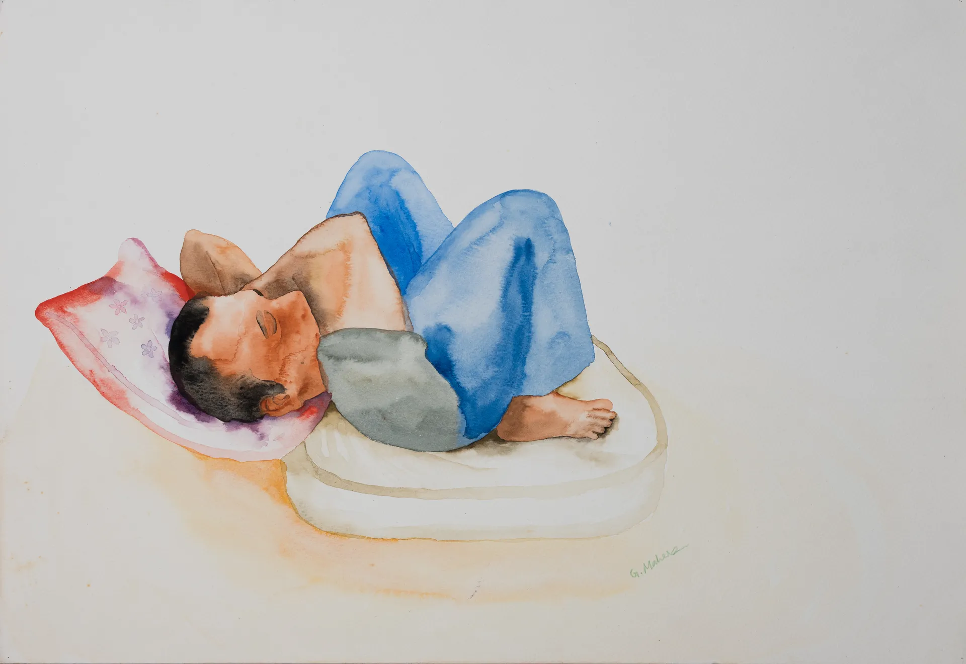 Illness by G. Mahesha - Watercolor on paper