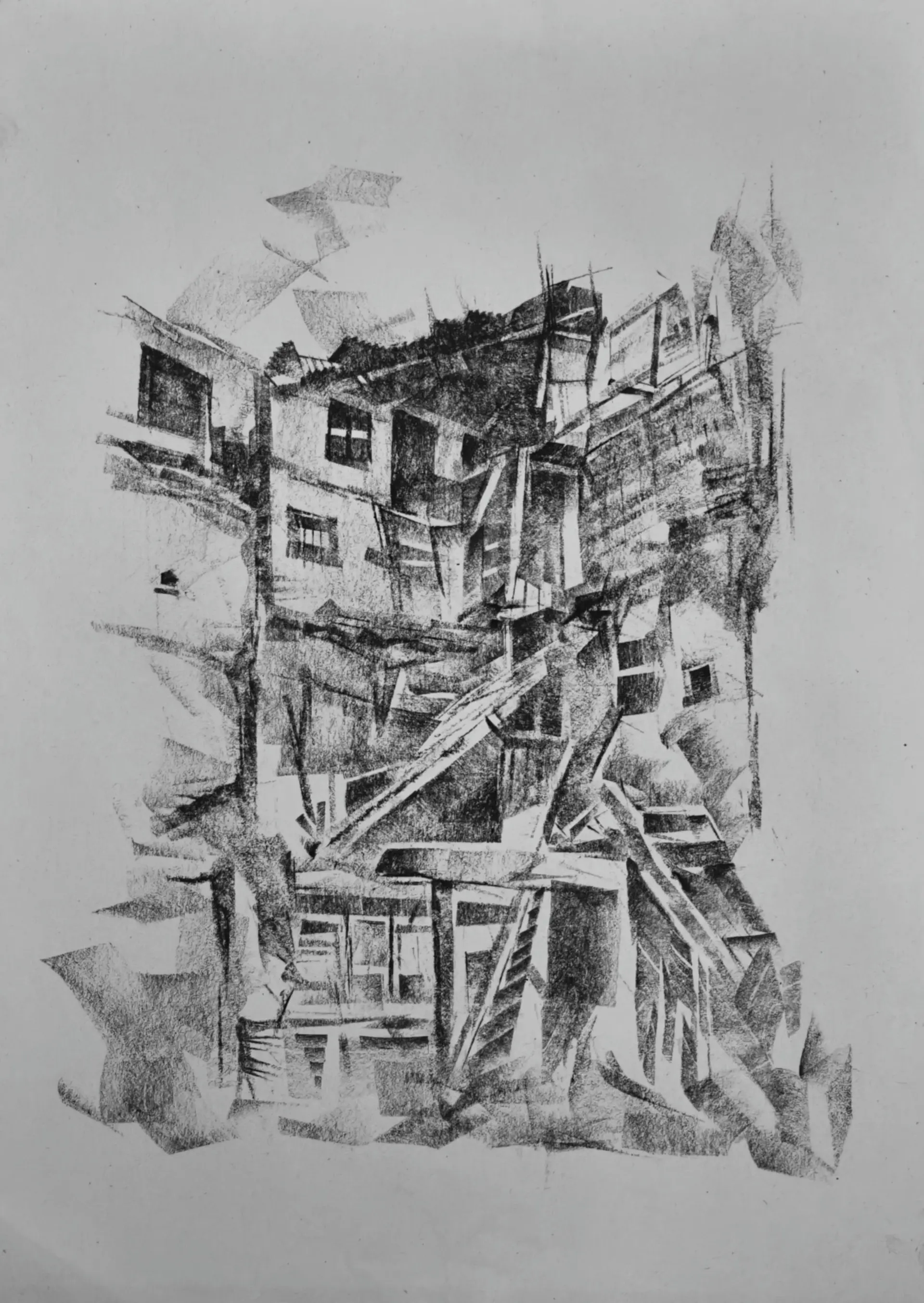 Age, Ahmedabad old city by Dharmesh Prajapati - Charcoal on paper
