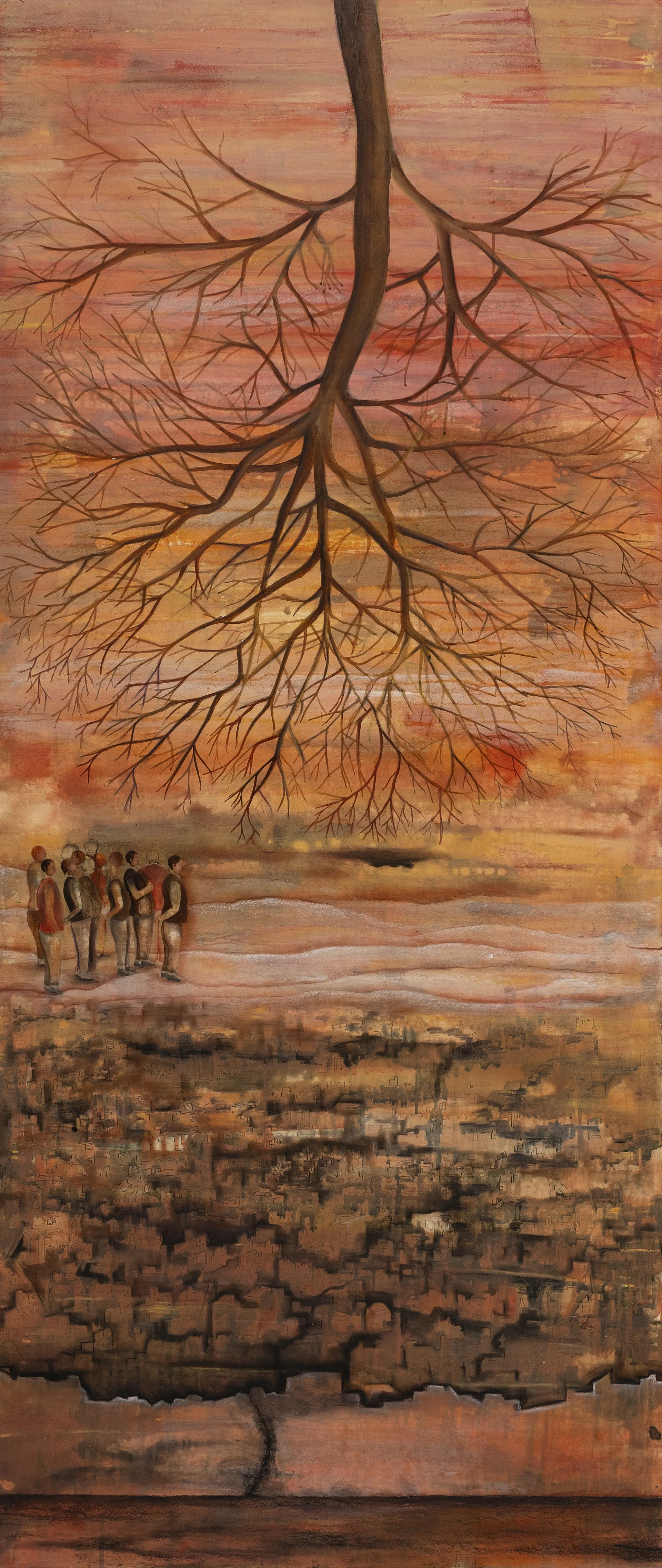 Another space by Raju Baraiya - Mixed media on paper pasted on plywood