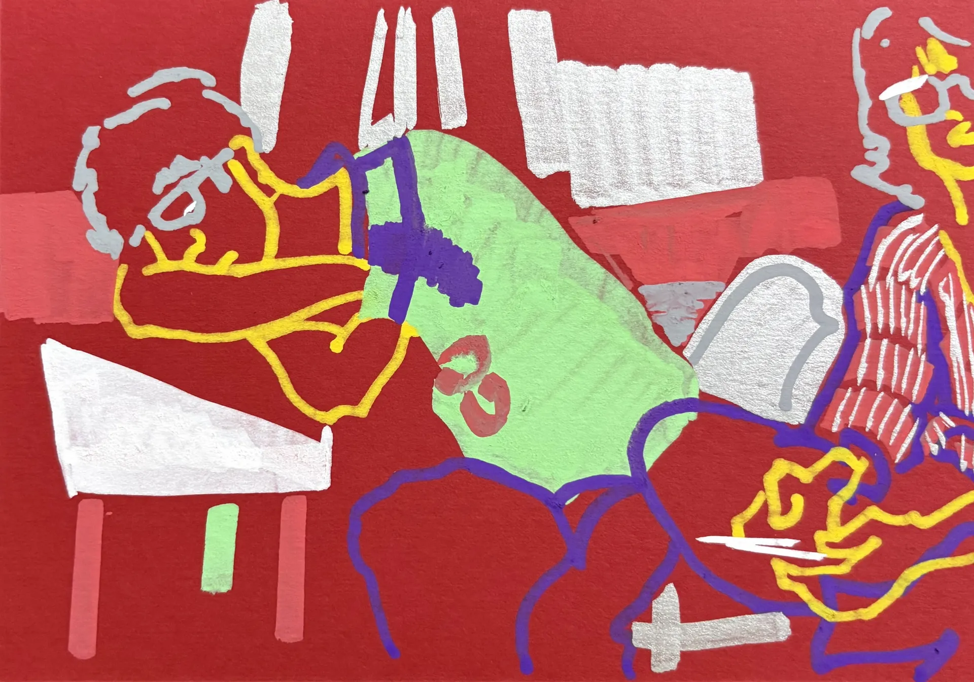 Untitled by Akshit Satyarthi - Acrylic markers and pen on paper