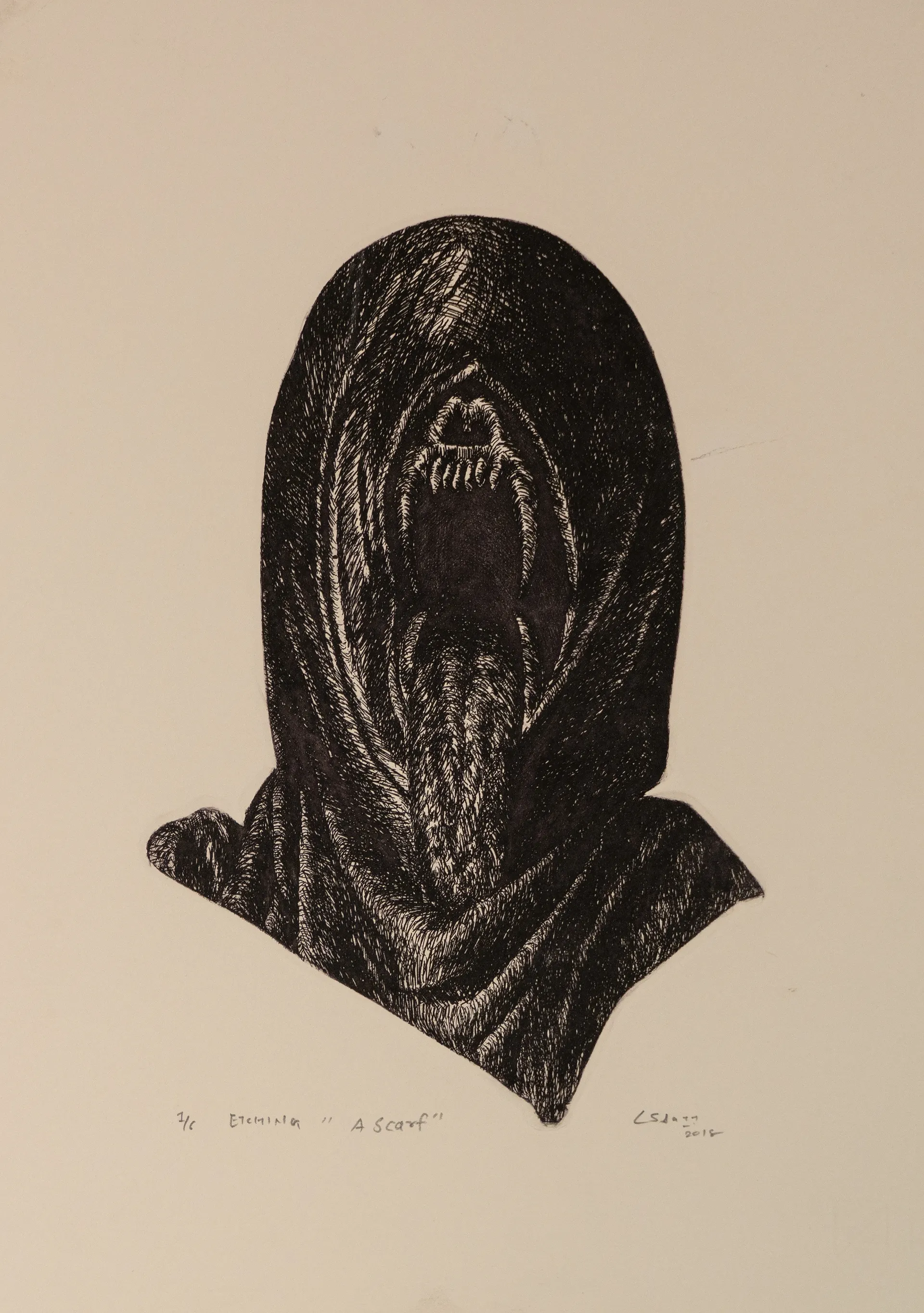 A scarf by Akbar Ali Sunasara - Etching
