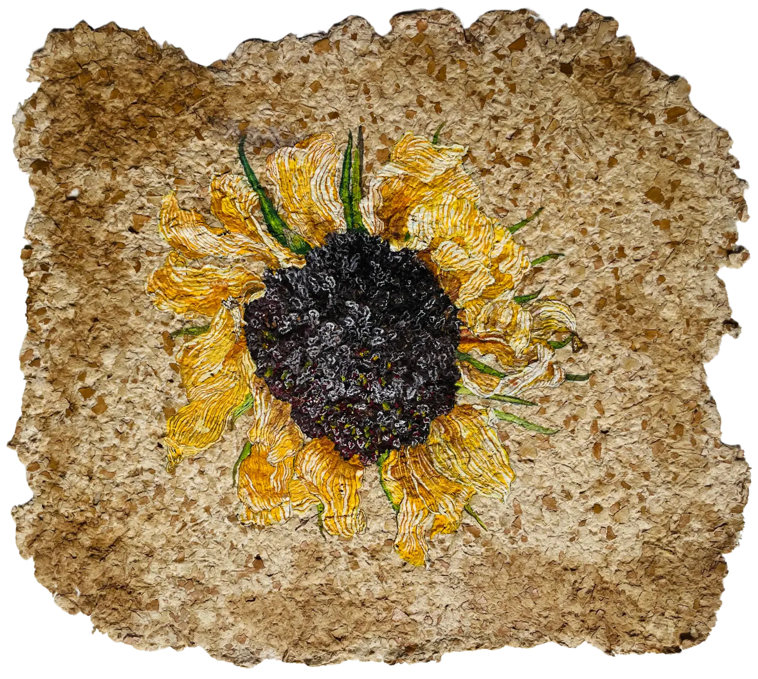 Parchavam-II, ਪਰਛਾਵਾਂ-II, 9 by Gurdeep Brar - Gouache on artist-made paper with dried flowers