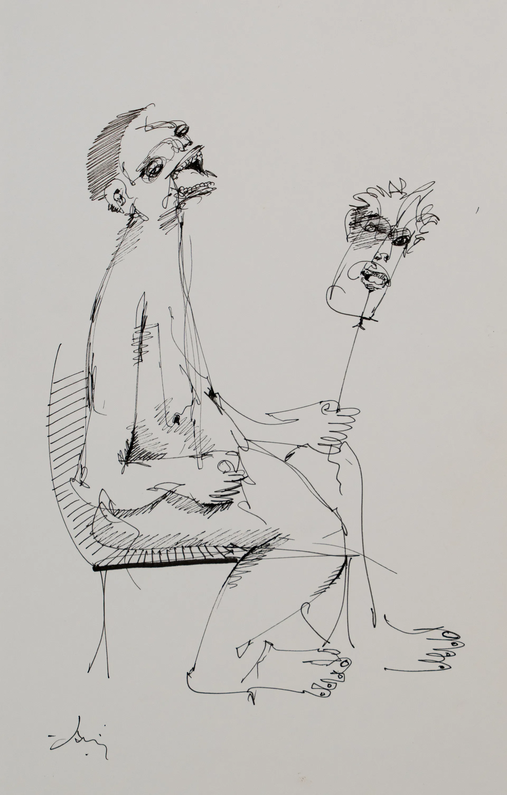 Holding on by Aditiya Singh - Ink on cartridge paper