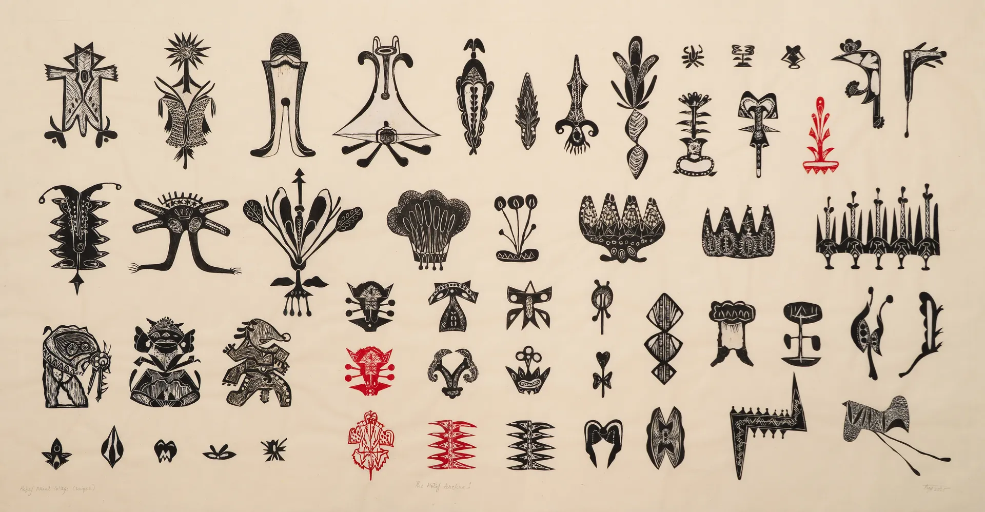 The motifs archive 1 by Avni Bansal - Relief prints collage on Kitakata paper