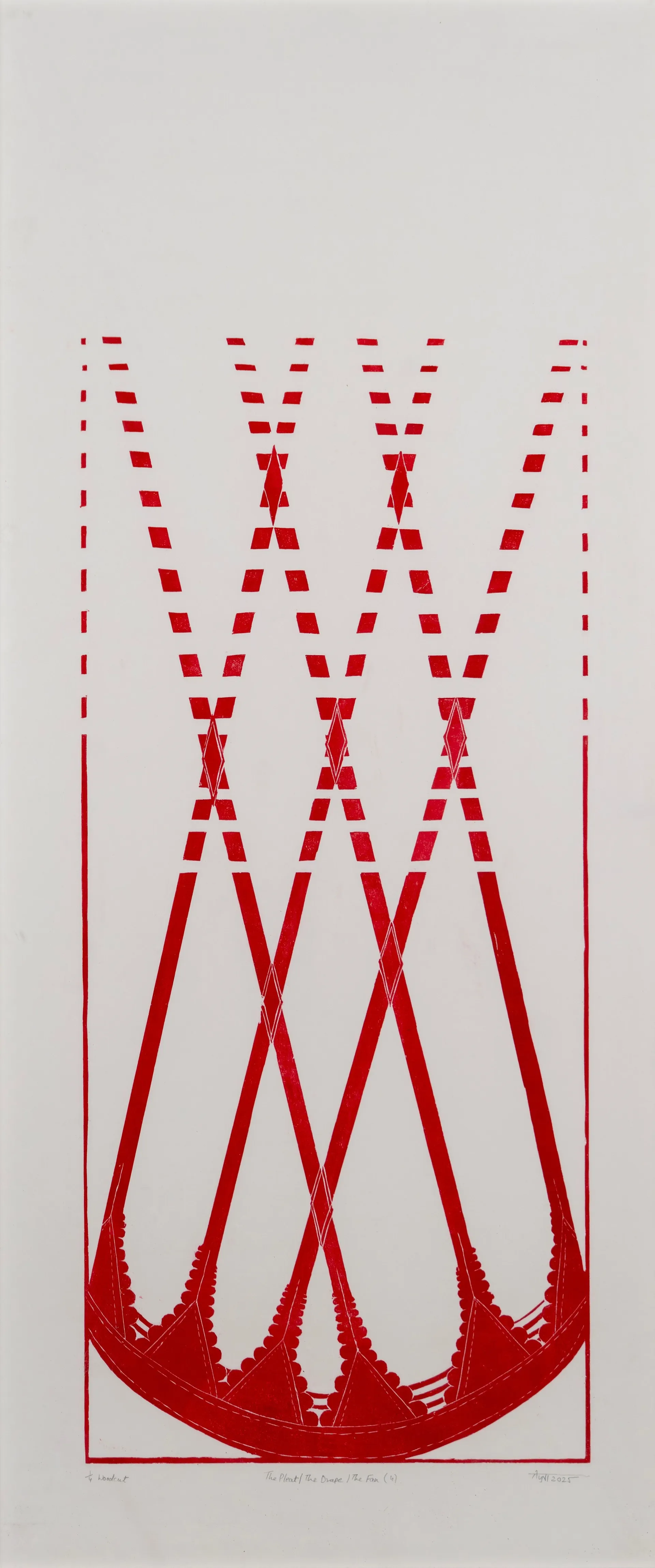 The drape I the pleat I the fanset 4 by Avni Bansal - Woodcut print on Kozo paper