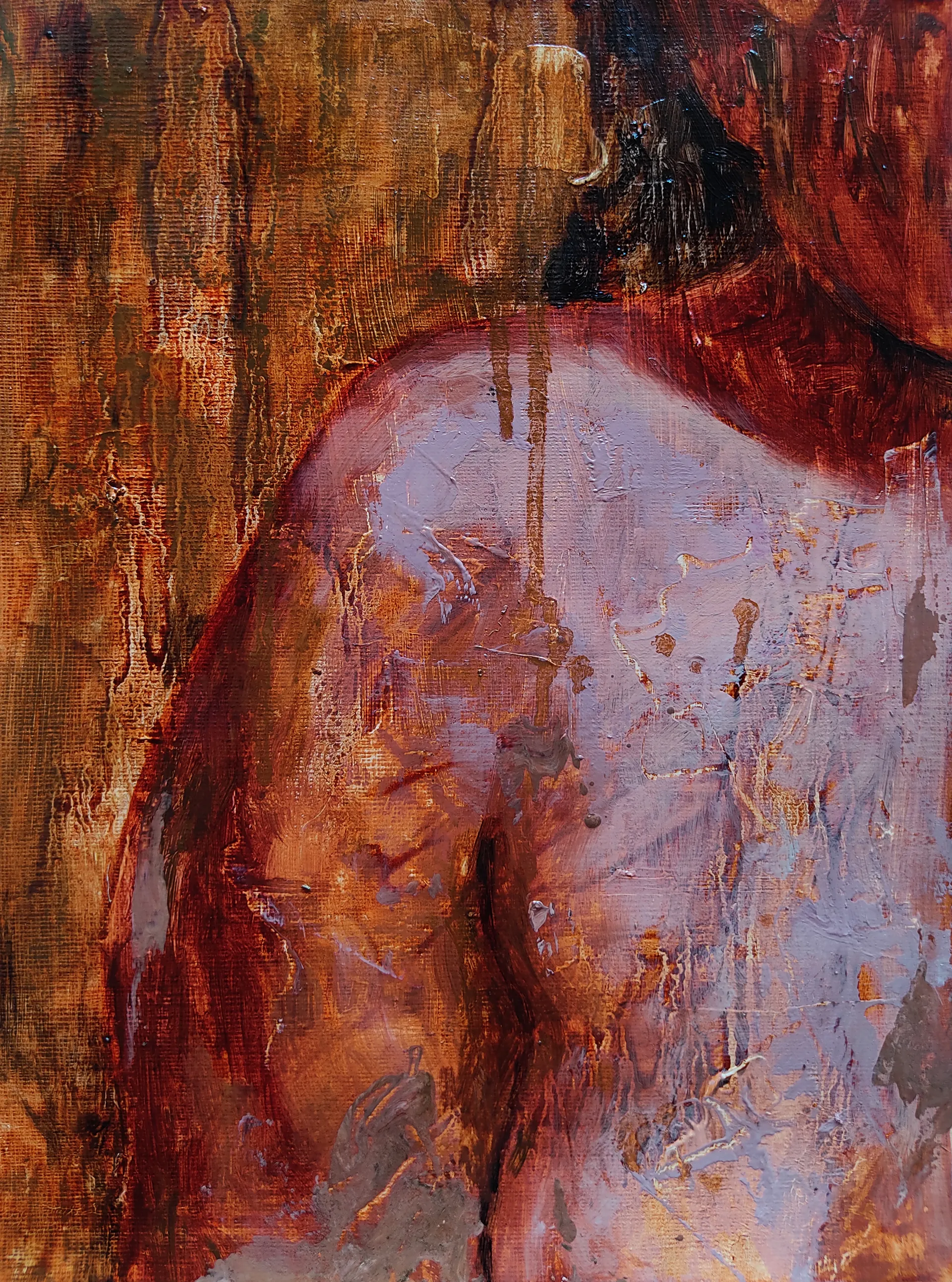 Scared chest, 2 by Riyanka Das - Oil on paper