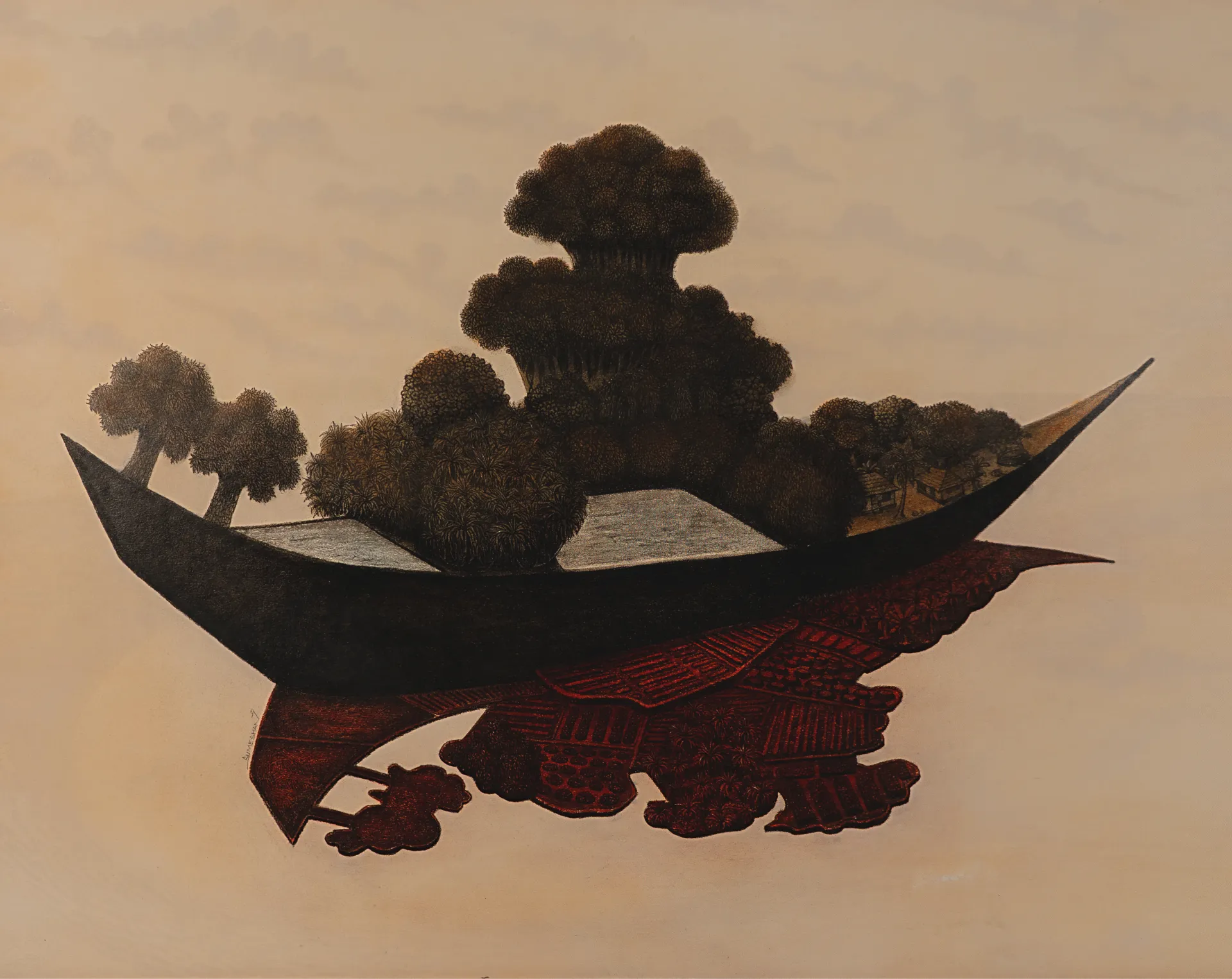 Land (series 3) by Sumeshan K - Charcoal, pastel and acrylic on paper