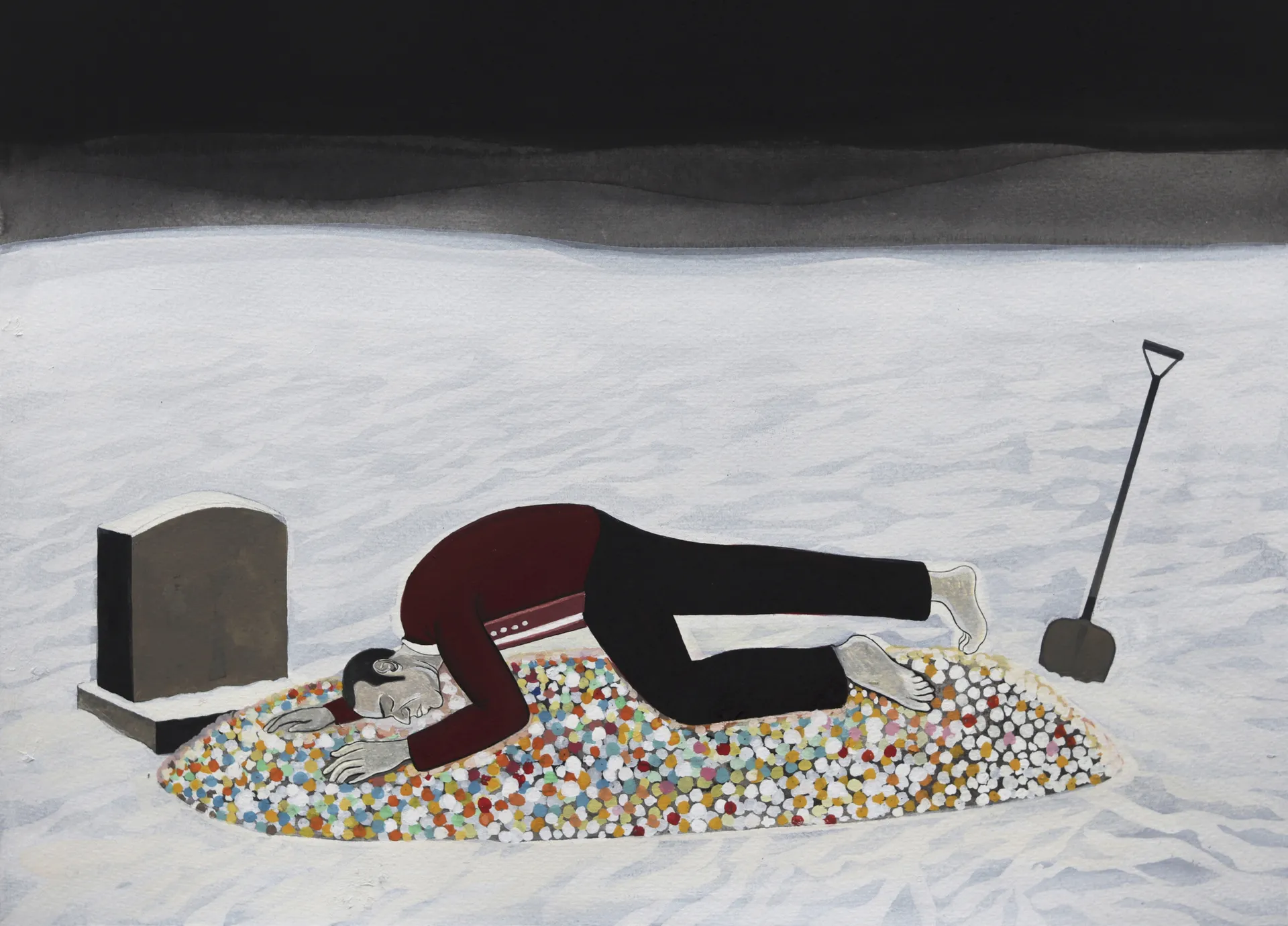 Meanwhile during the lockdown–a walk to remember, 1 by Abhishek Narayan Verma - Gouache on acid free paper