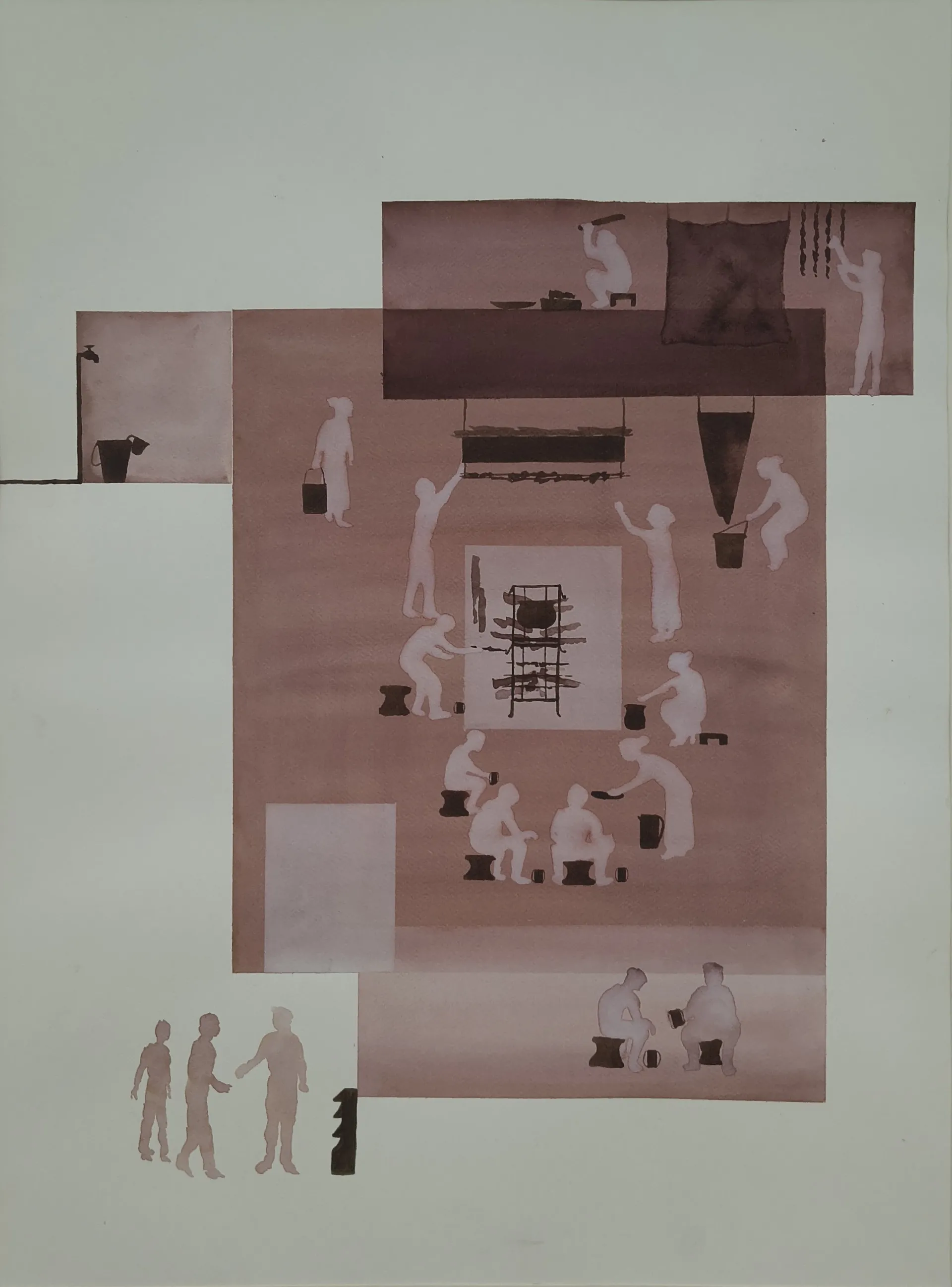 Rituals 4 by Ligang August - Ink on paper