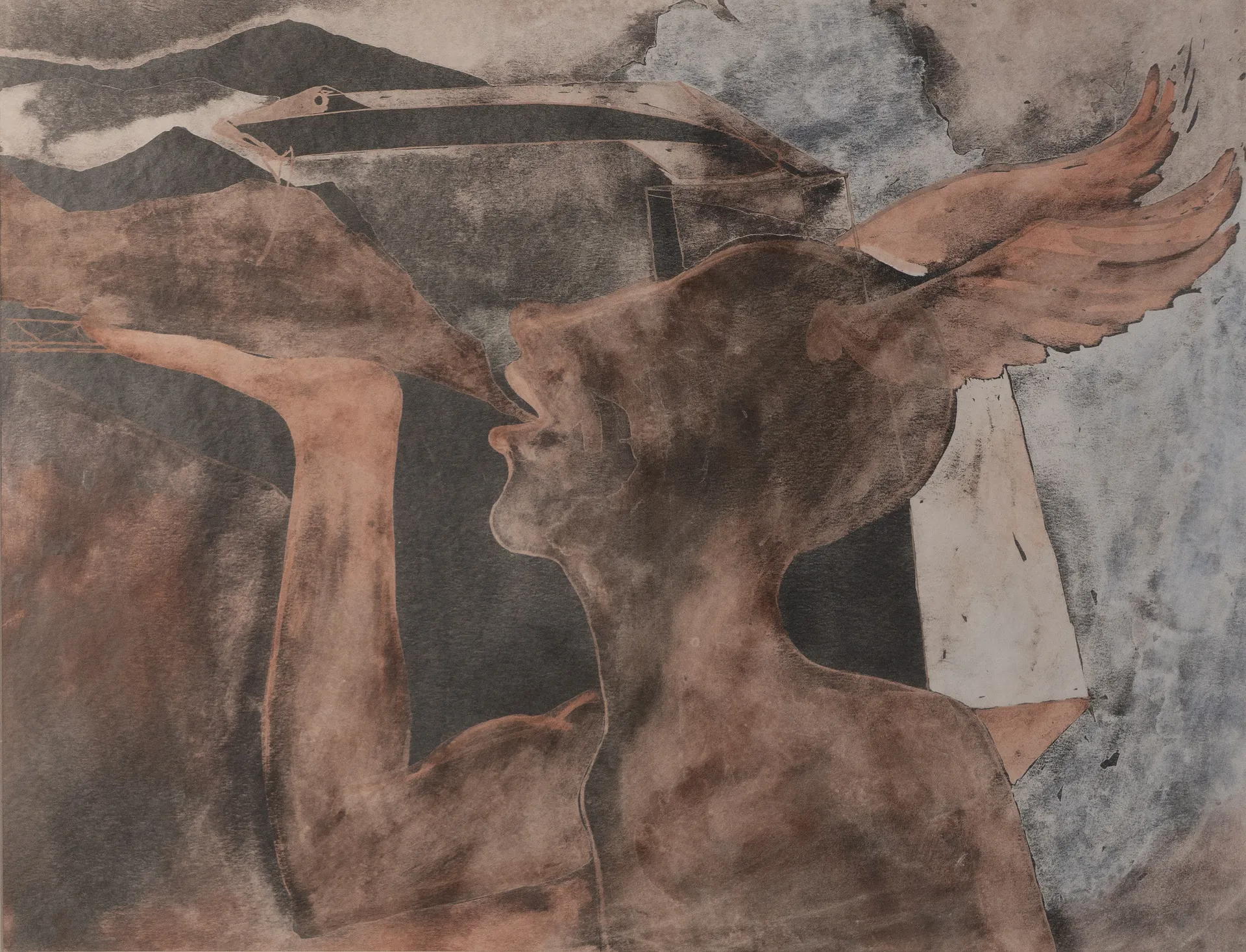 Night at Chandaka 4 by Tapan Moharana - Mixed media on paper