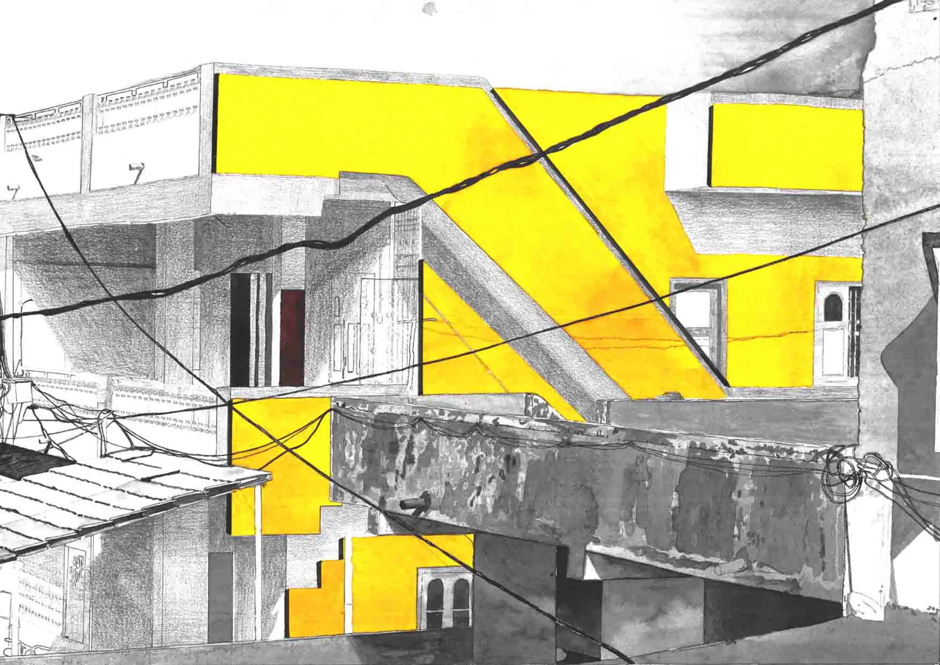 Territories of three: echoes in the landscape I, 19 by Kapil Jangid - Watercolor, photo ink, digital print and graphite on paper