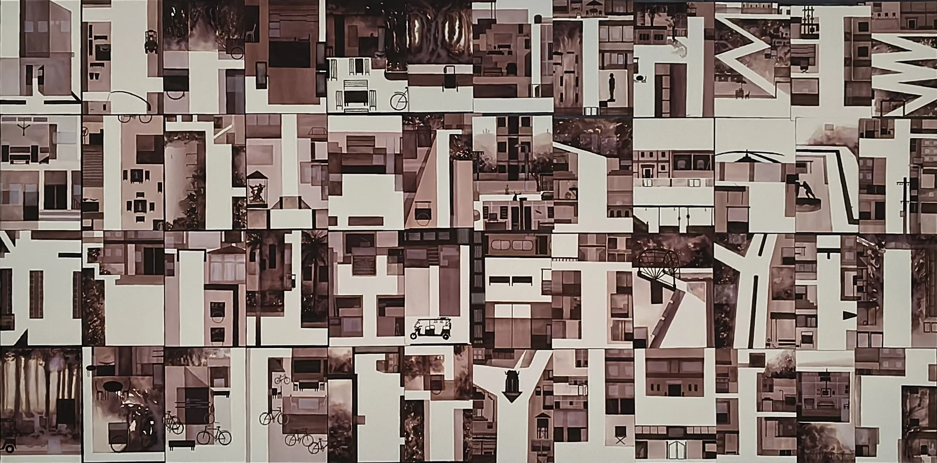 Moving map by Ligang August - Ink on paper