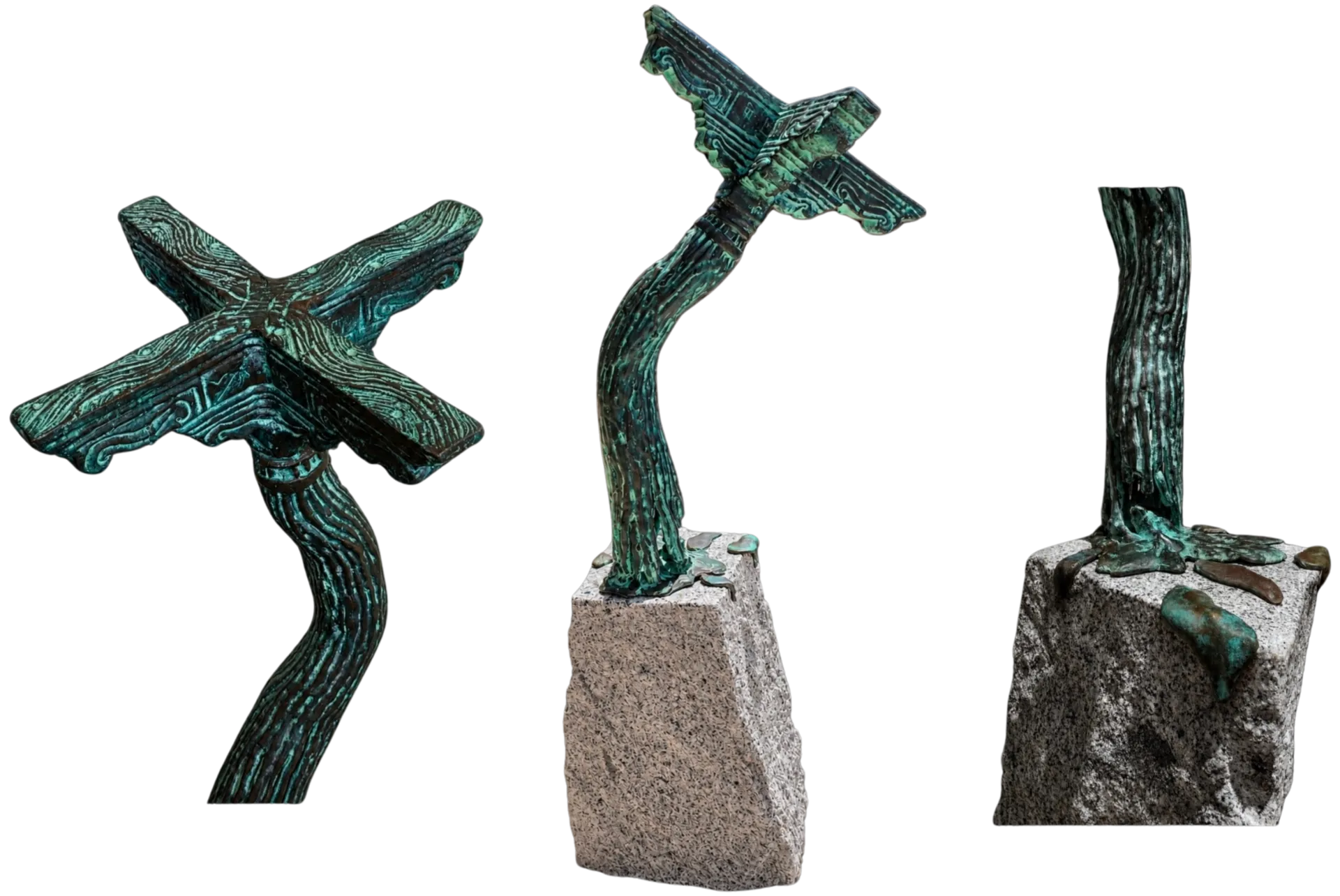 Melting pillar by Stanzin Tsepel - Bronze and stone