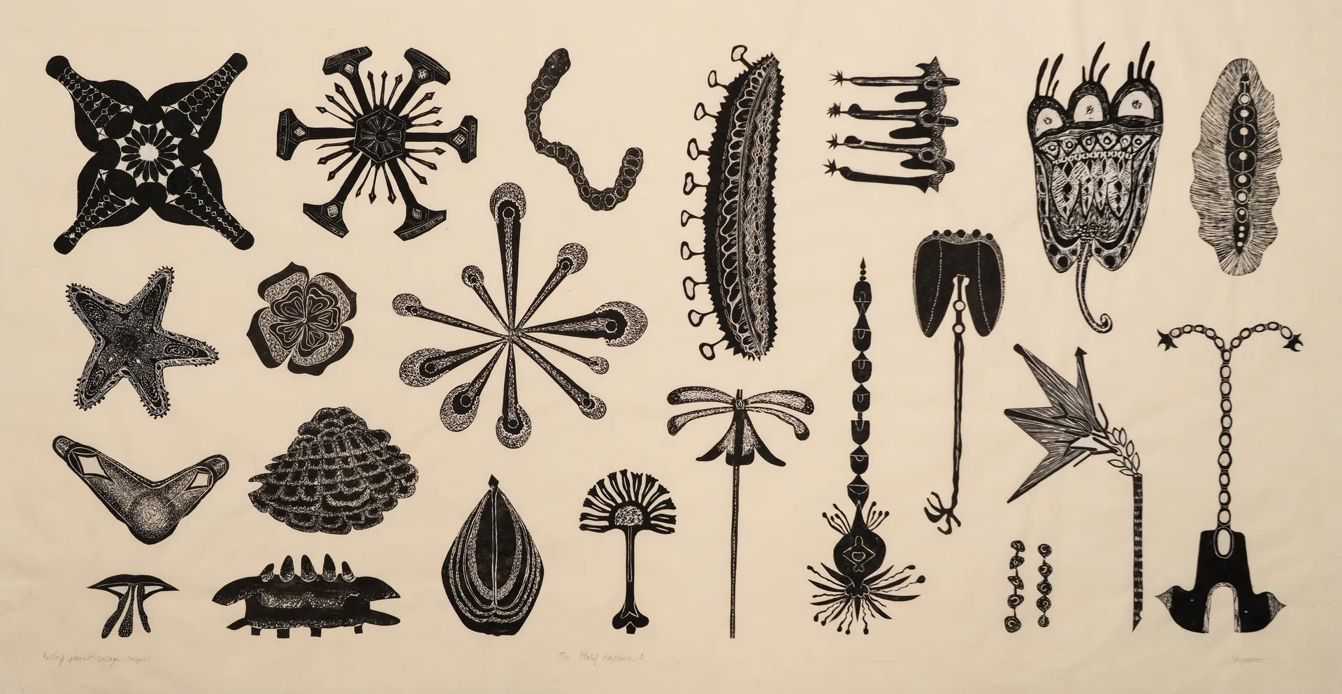 The motifs archive 3 by Avni Bansal - Relief prints collage on Kitakata paper