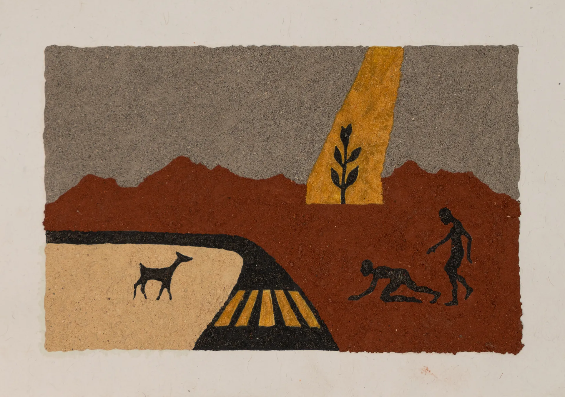 The disappearing passage  by Manjit Gogoi - Mixed media (construction waste on paper)