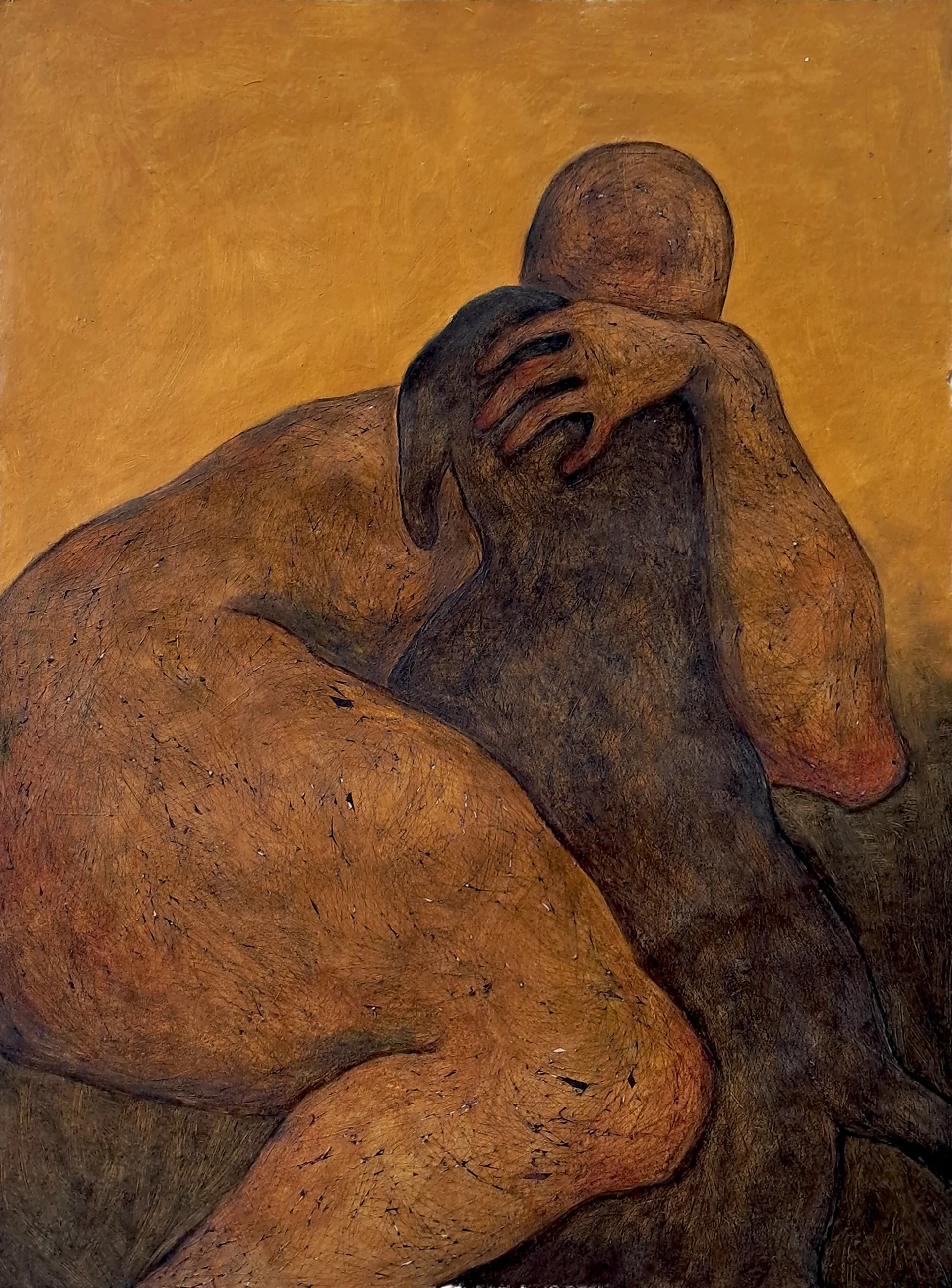 শেষ স্পর্শ (Last touch) by Riyanka Das - Oil on handmade paper
