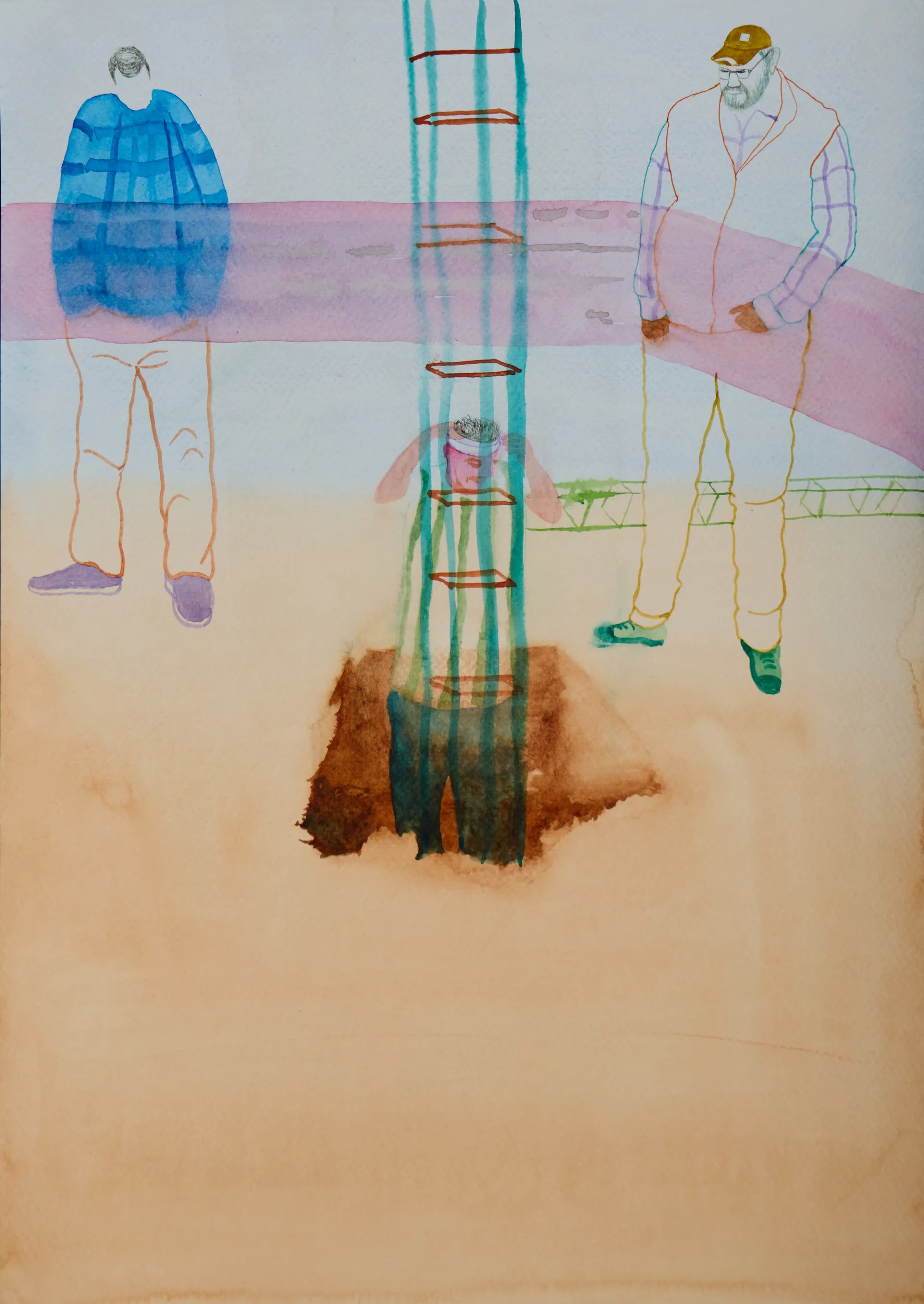 माटी के रोदन (The weeping of the earth) by Shiv Shankar - Watercolor on paper