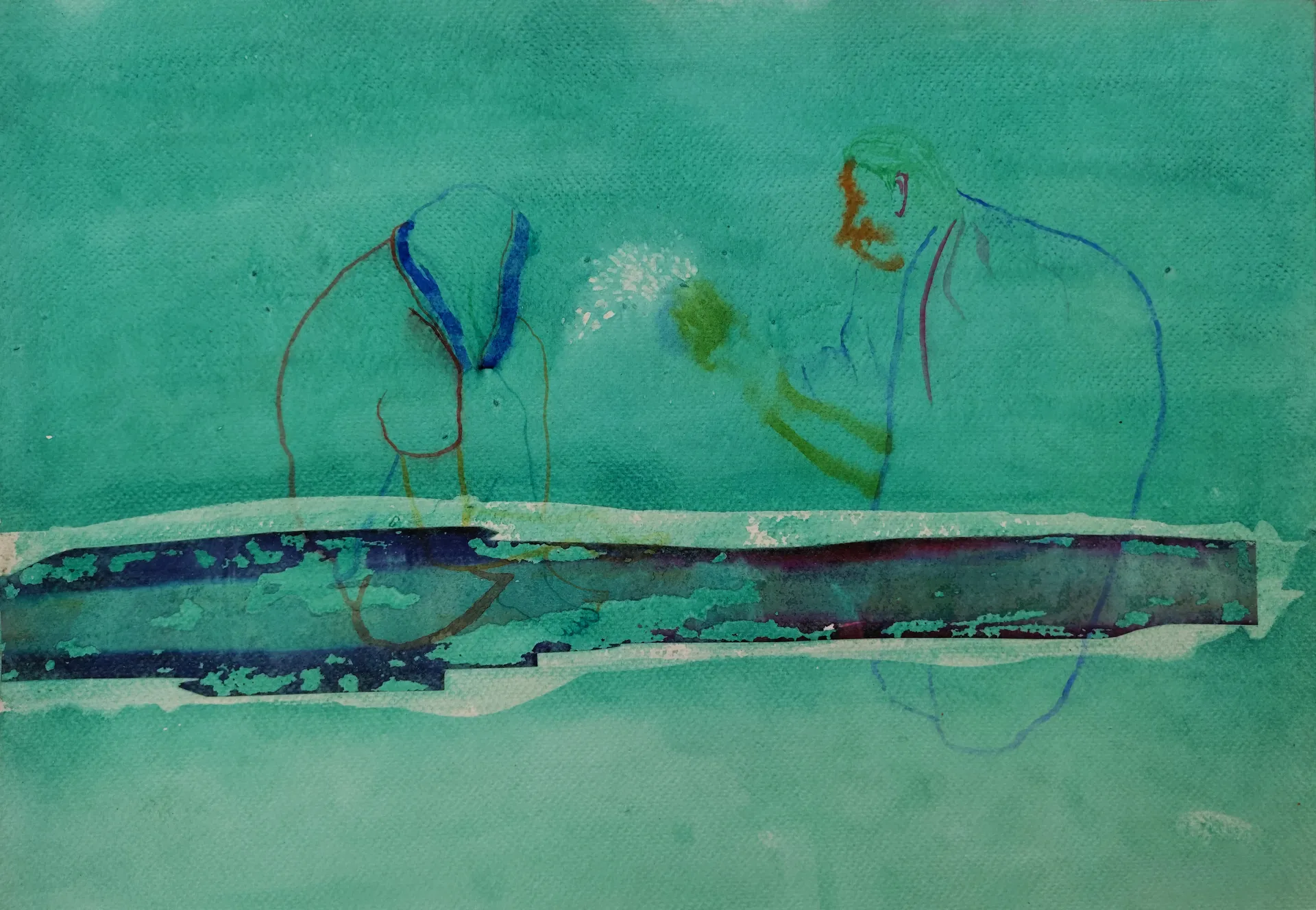 Govar toli by Shiv Shankar - Watercolor on paper