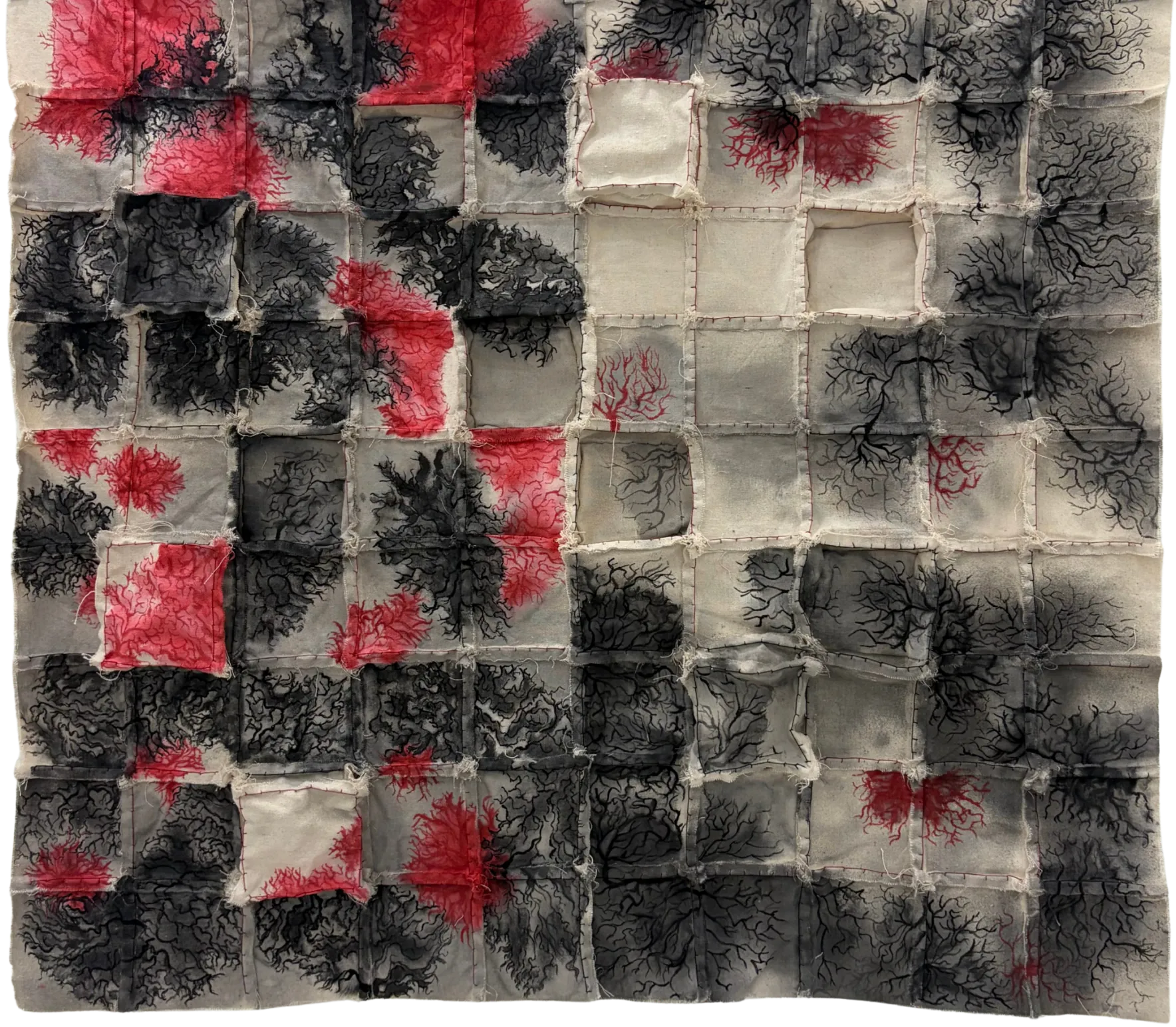 No. #15 by Urvi Sethna - Ink and thread on fabric