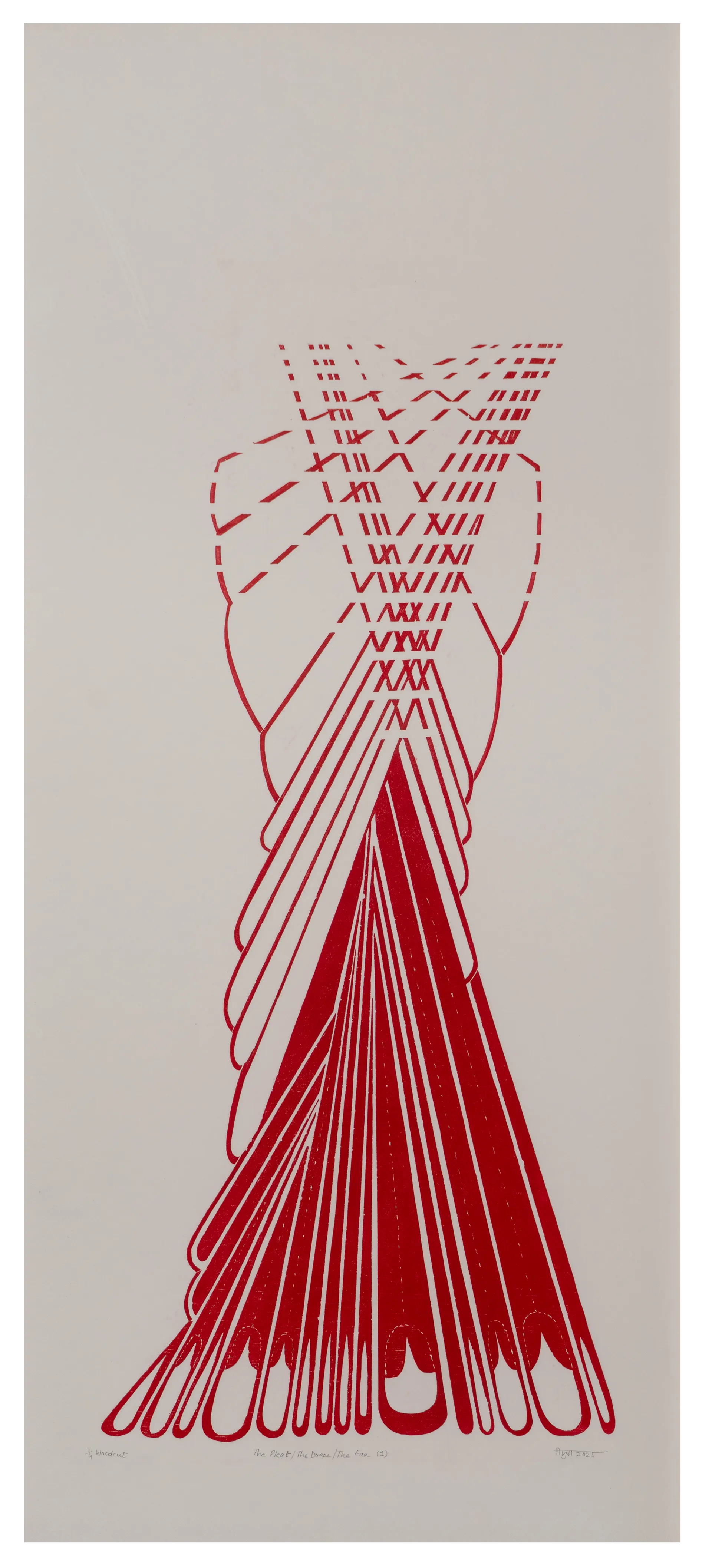 The drape I the pleat I the fanset 1 by Avni Bansal - Woodcut print on Kozo paper