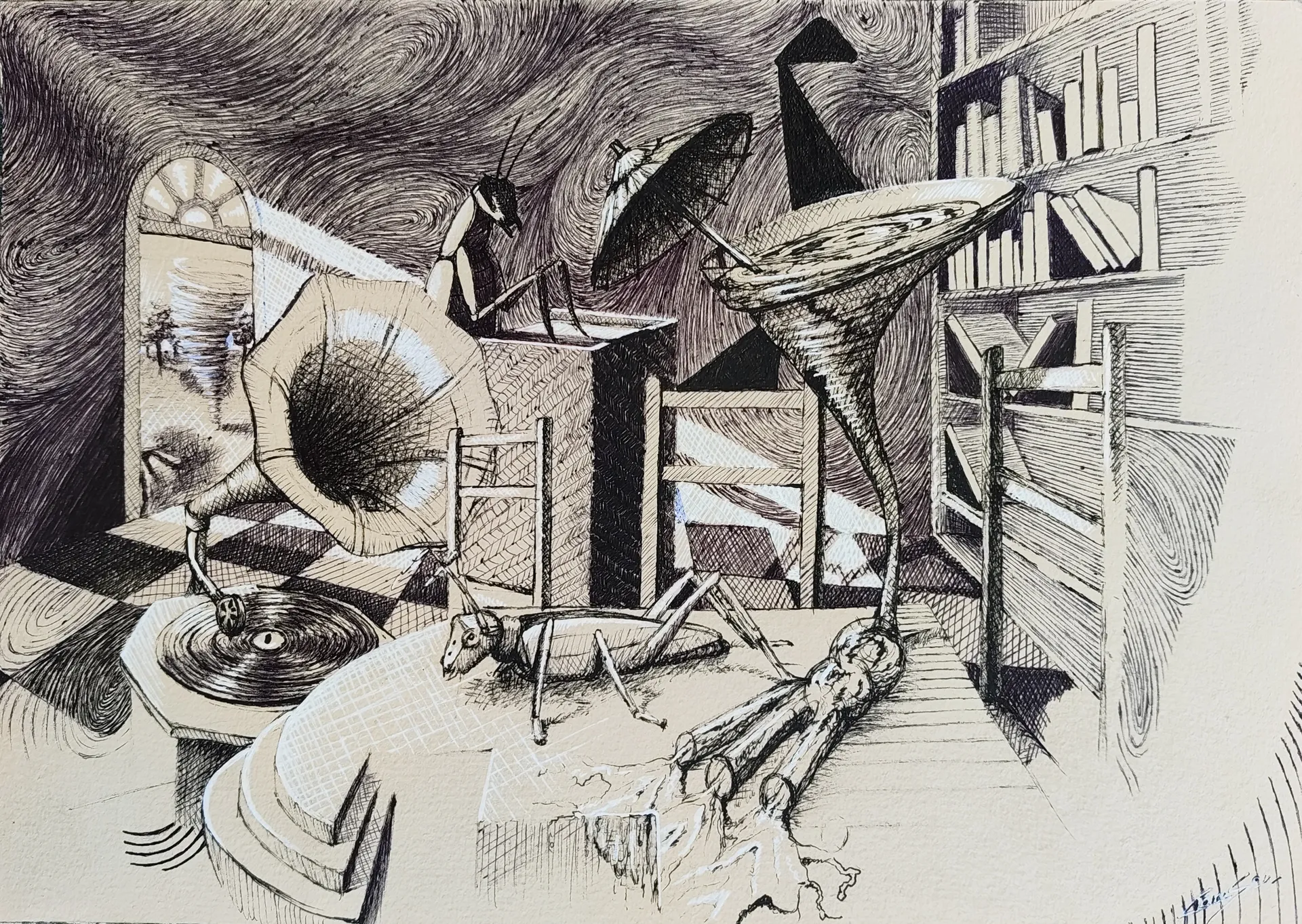 Enroachment by Tan Sen - Ink on paper