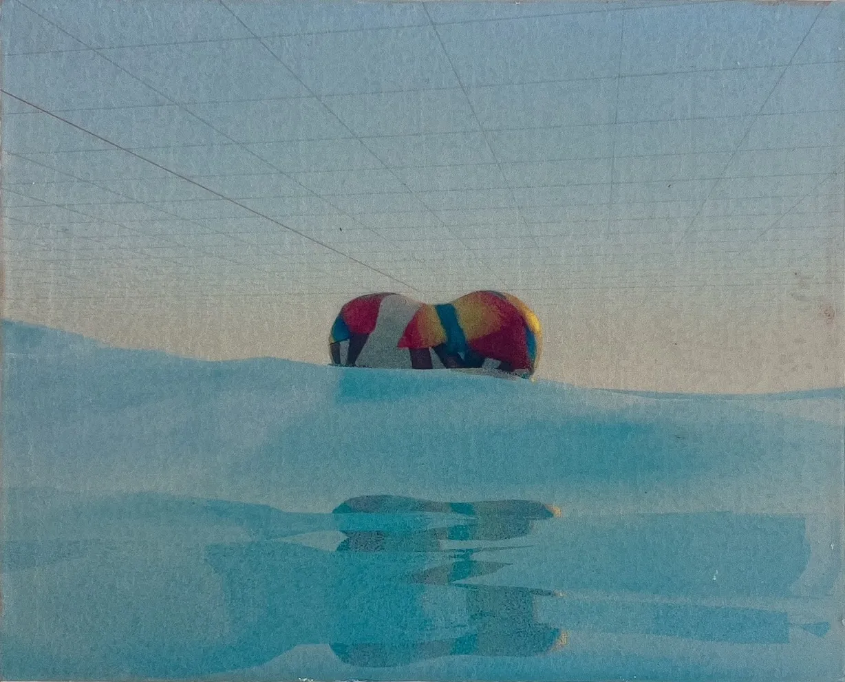 Floating heart III by Boris Colin Alphonse - Digital sculpture made in Blender, UV print on prepared MDF board (water sealant, primer, gesso)