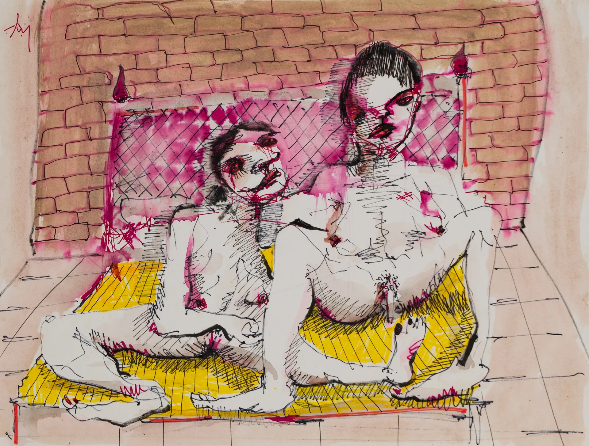 Bedtime by Aditiya Singh - Ink on cartridge paper