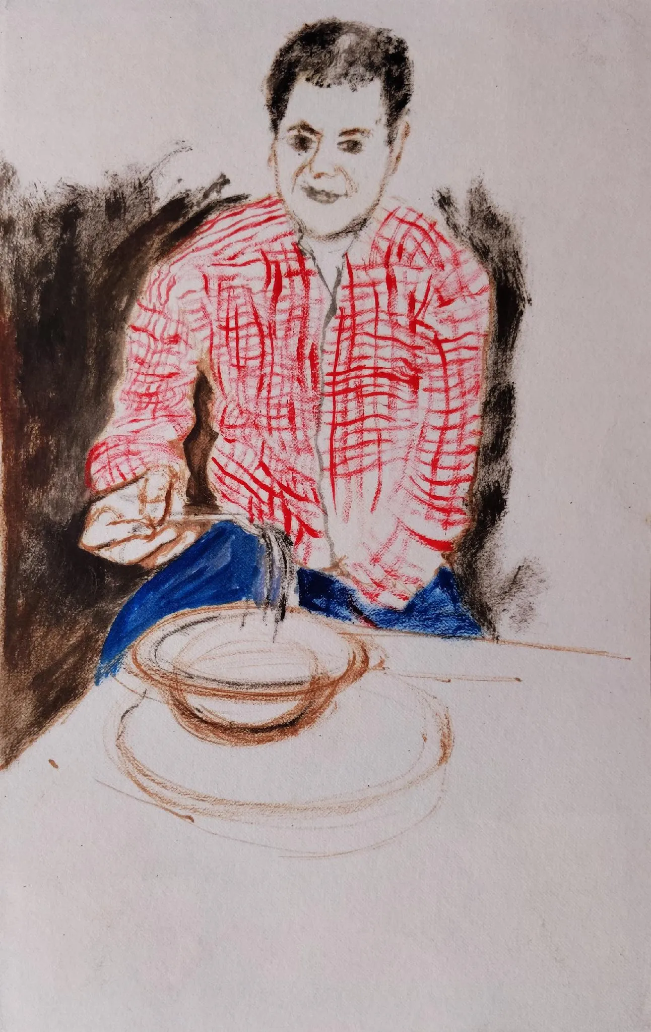 Govar toli by Shiv Shankar - Oil on paper