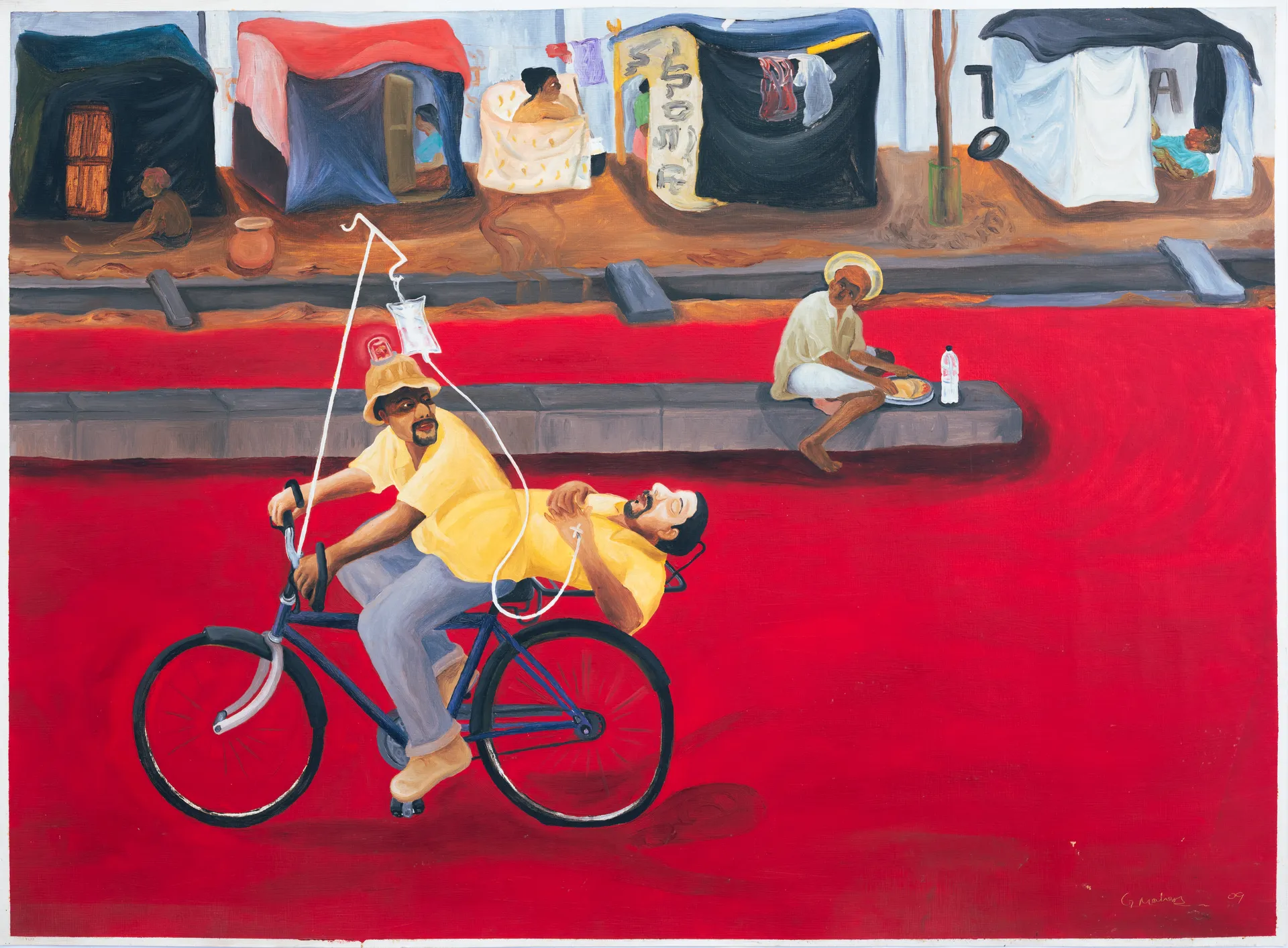 Summer riding by G. Mahesha - Oil on oil sketch paper
