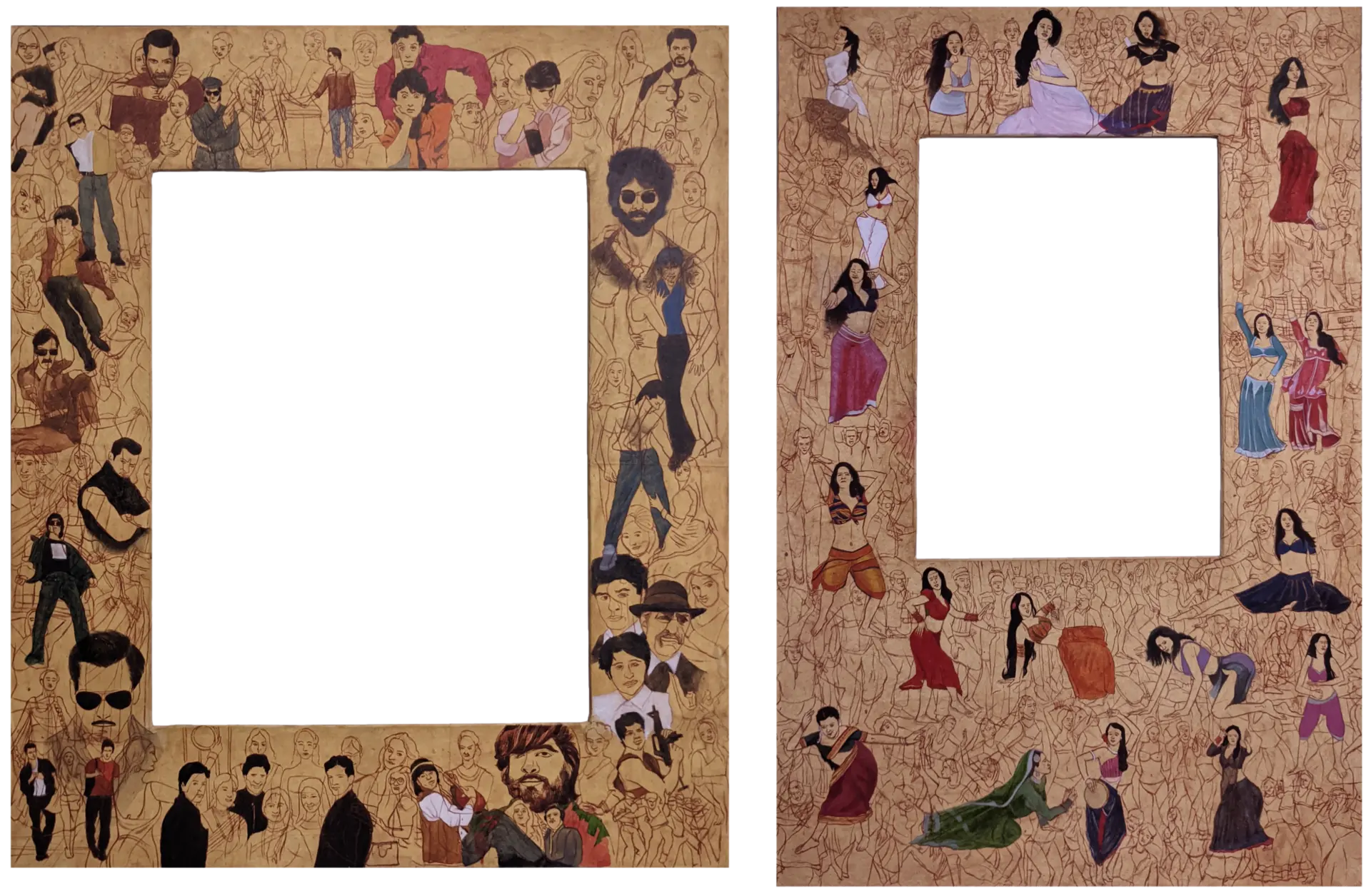 Frame-work (diptych) by Anurag Paul - Watercolor on rice paper and board