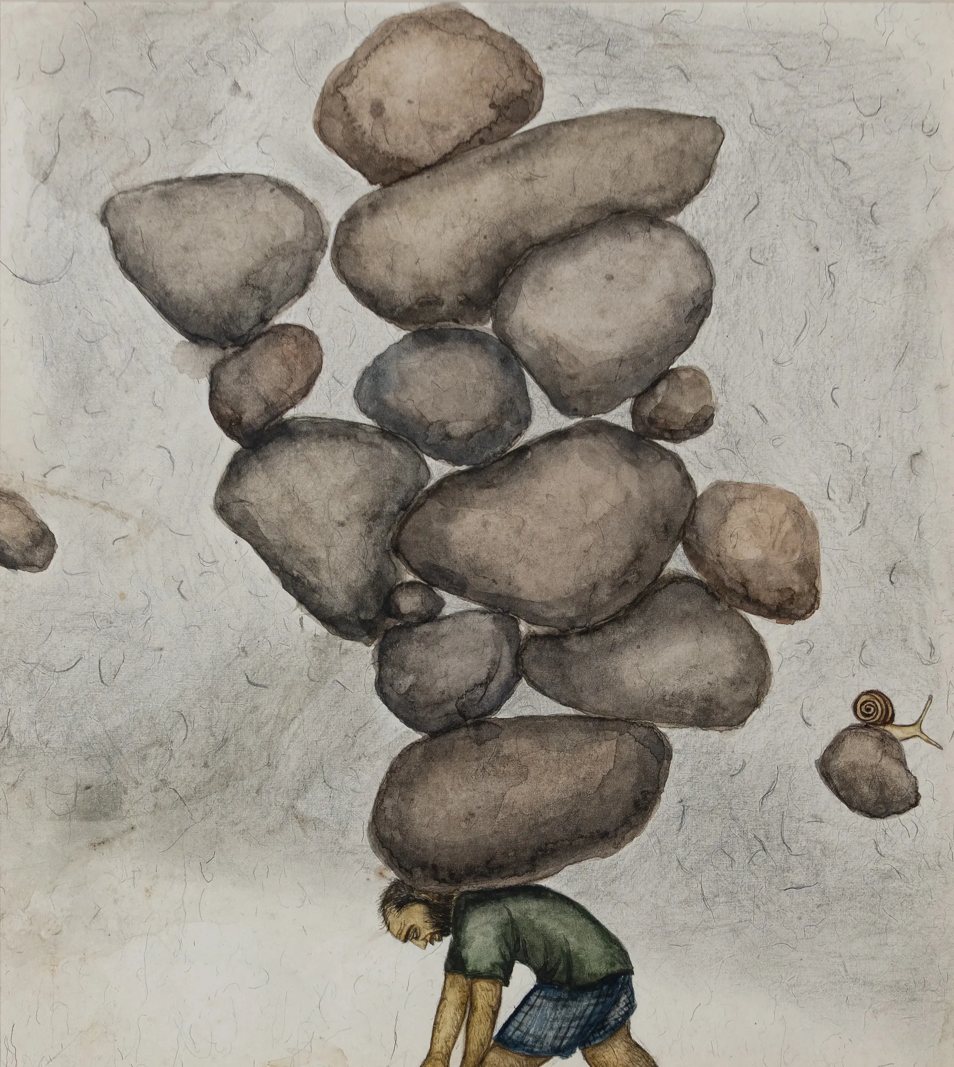 Accursed myth of history, 2 by Suvendu Bhandari - Tea stain, watercolor, ink, graphite