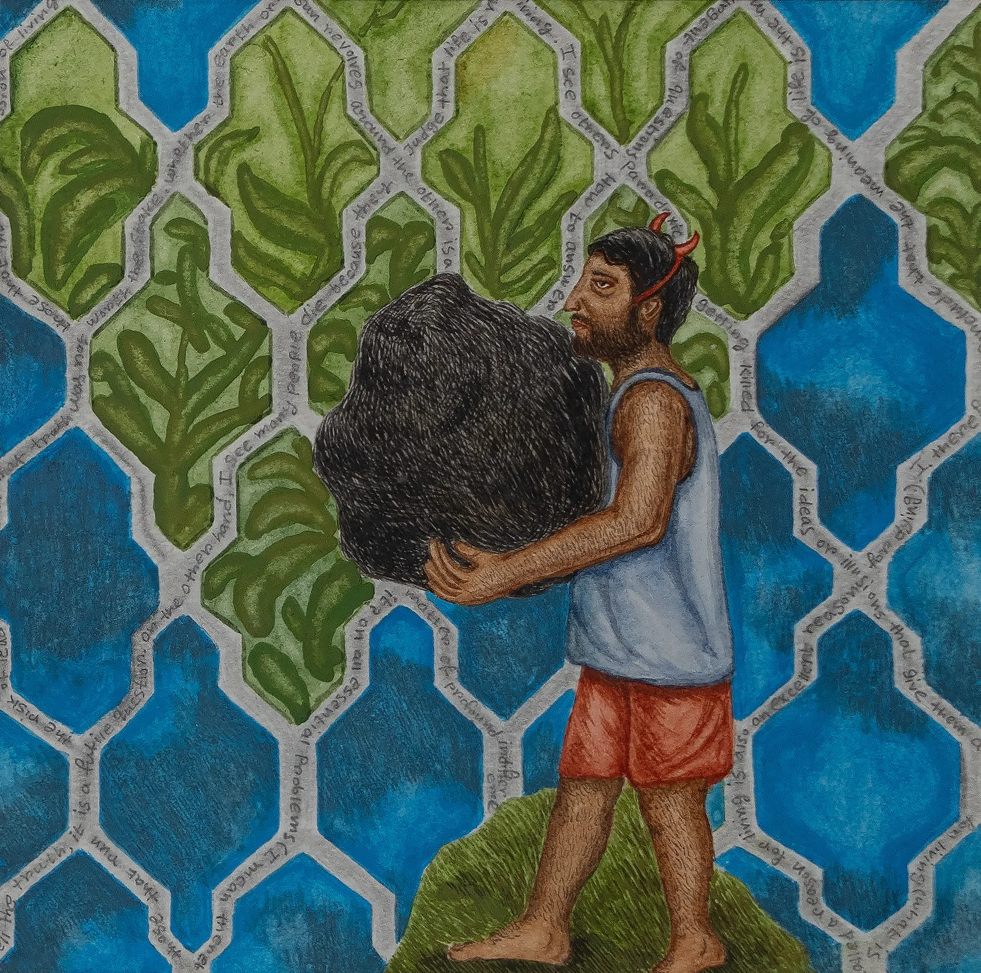 Unfolding memory by Suvendu Bhandari - Graphite, watercolor, gouache, pencil colour