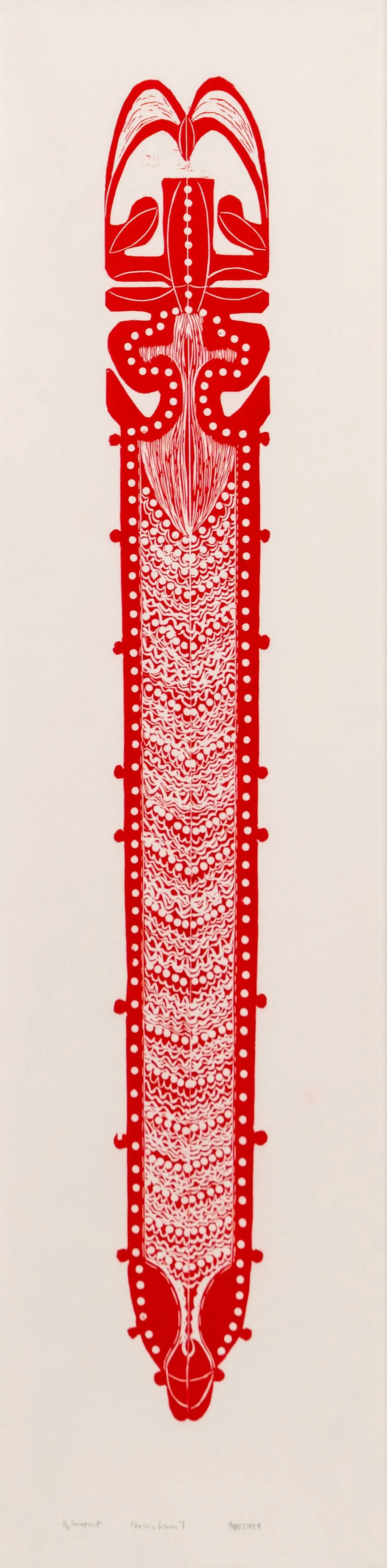 The phallic form, 7 (set of 8) by Avni Bansal - Linocut prints on Kozo paper, archival framing