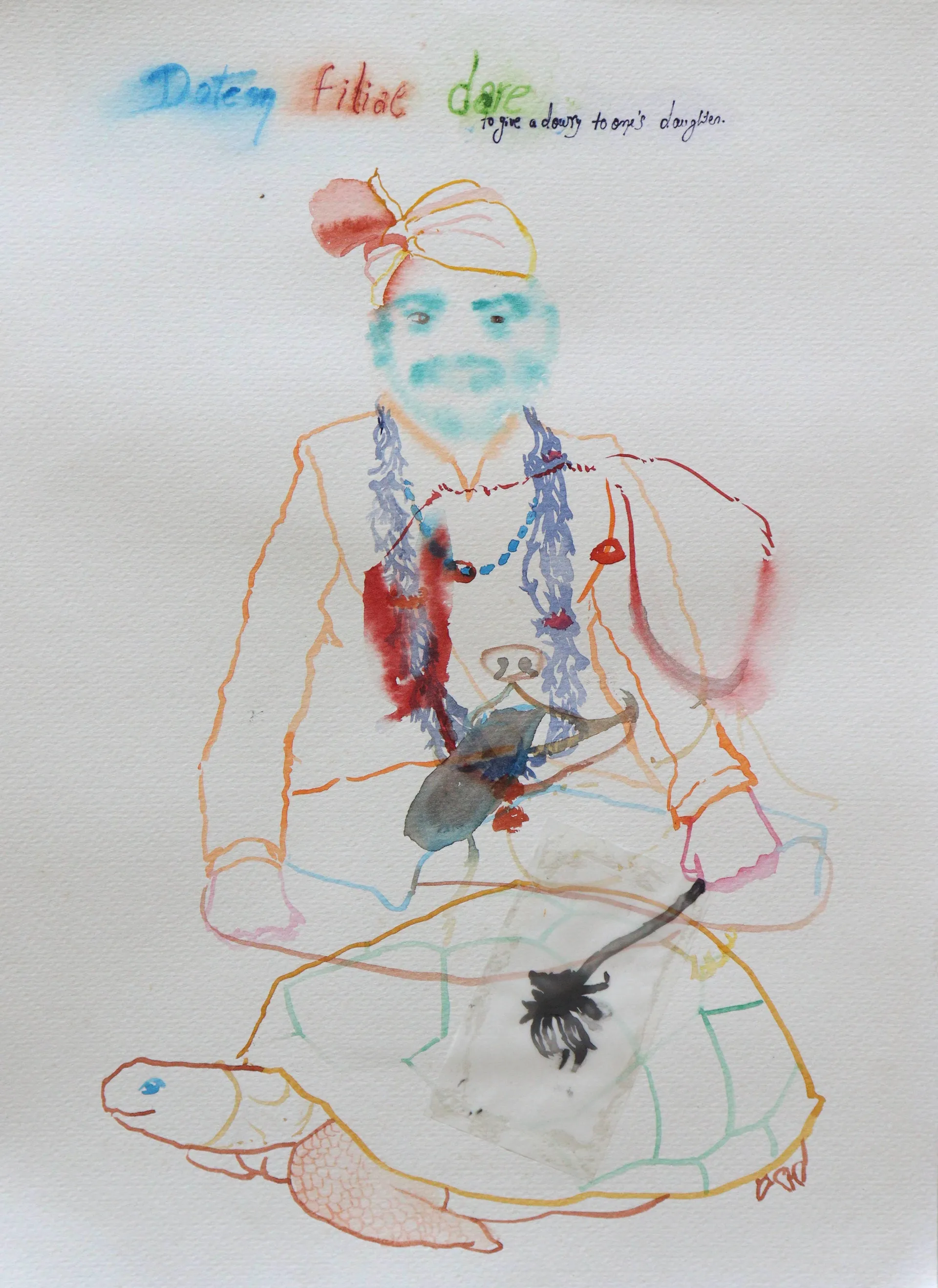 दूल्हा (Groom) by Shiv Shankar - Watercolor on paper