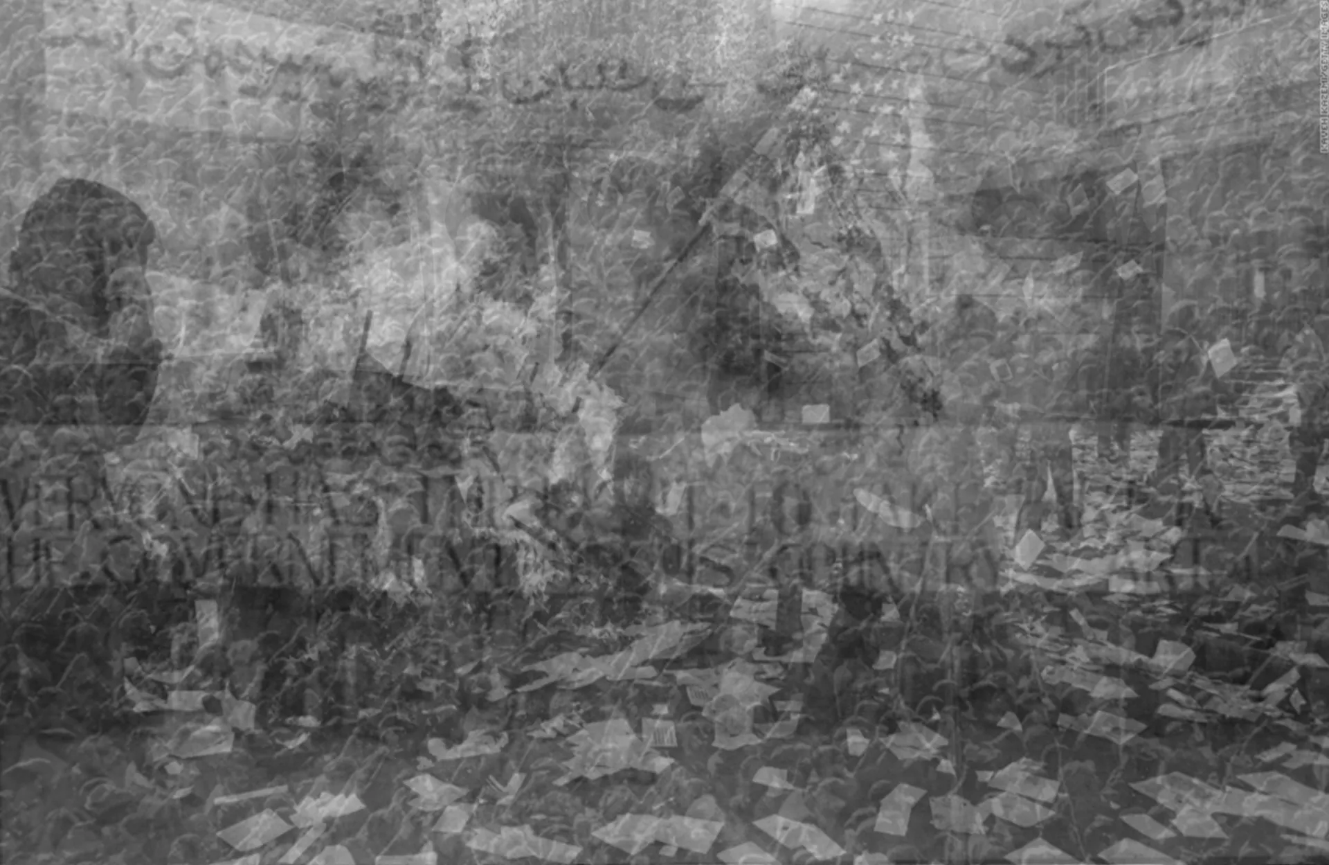 The Iranian revolution by Boris Colin Alphonse - Opacity photocollage, 40 archival photographs overlapped with varying opacity, archival print on Hahnemühle paper