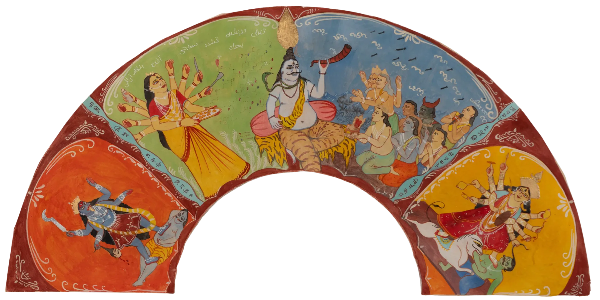 Dugga dugga by Oliva Saha - Natural pigment, gouache colour, pen ink, golden and silver foil, khariya on handmade traditional surface