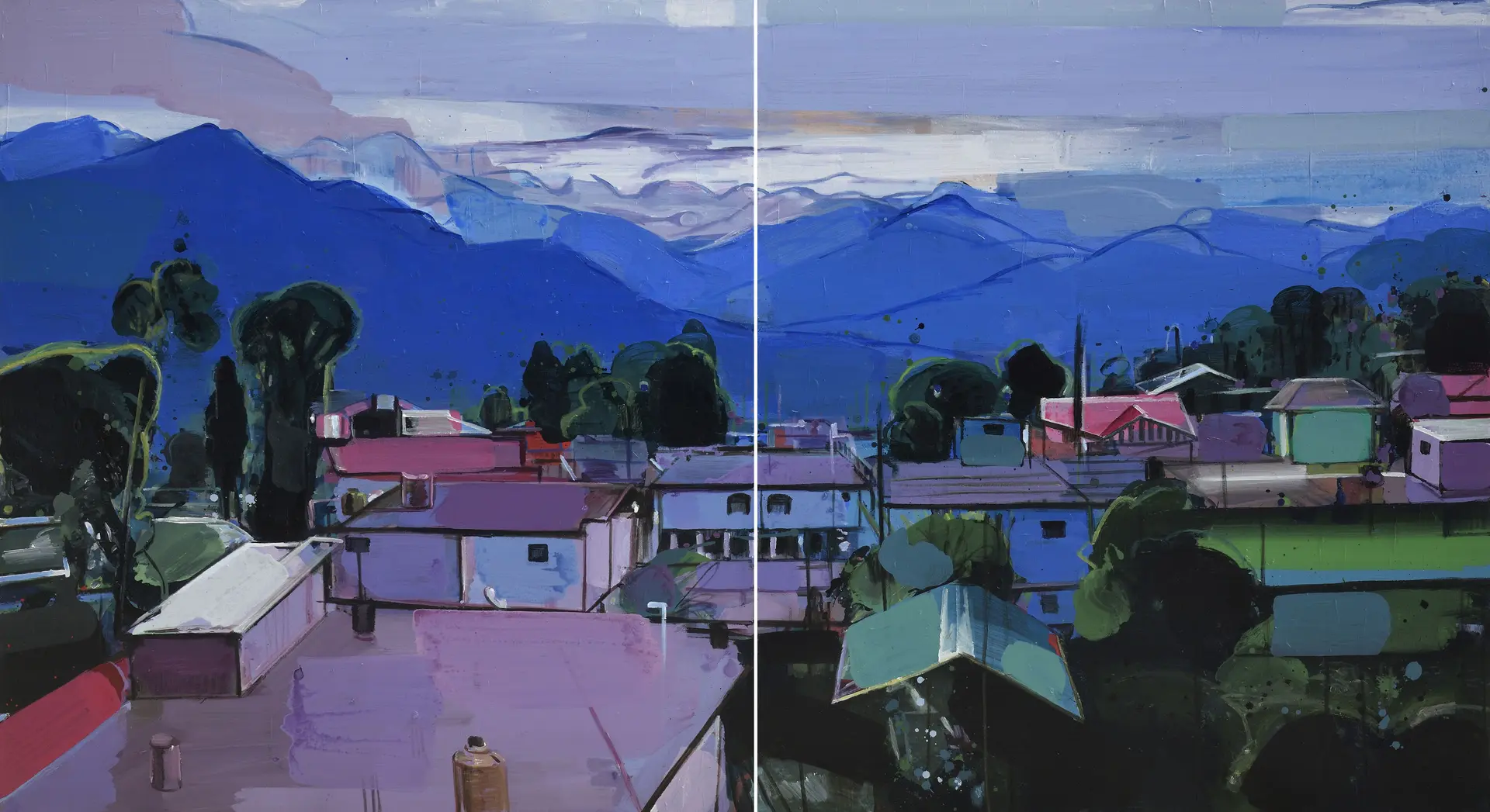 Kashmir files - 2 (diptych) by Uday Mondal - Acrylic on canvas