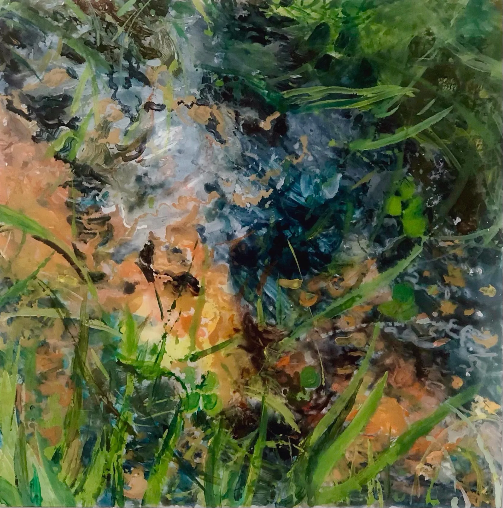 Ephemeral flow, 4 by Jyotismriti Bordoloi - Acrylic color on acrylic sheet (reverse)