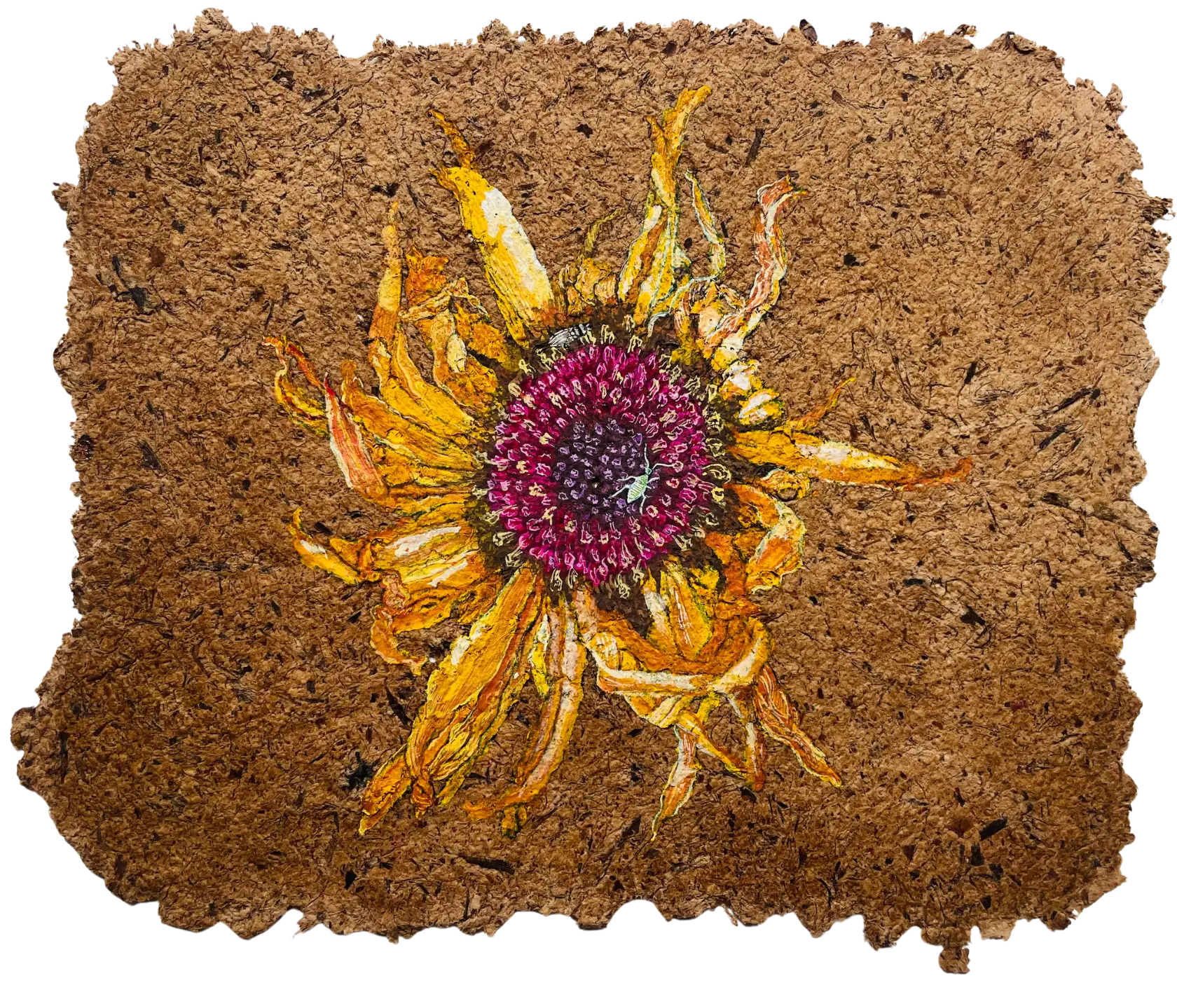 Parchavam-II, ਪਰਛਾਵਾਂ-II, 8 by Gurdeep Brar - Gouache on artist-made paper with dried flowers