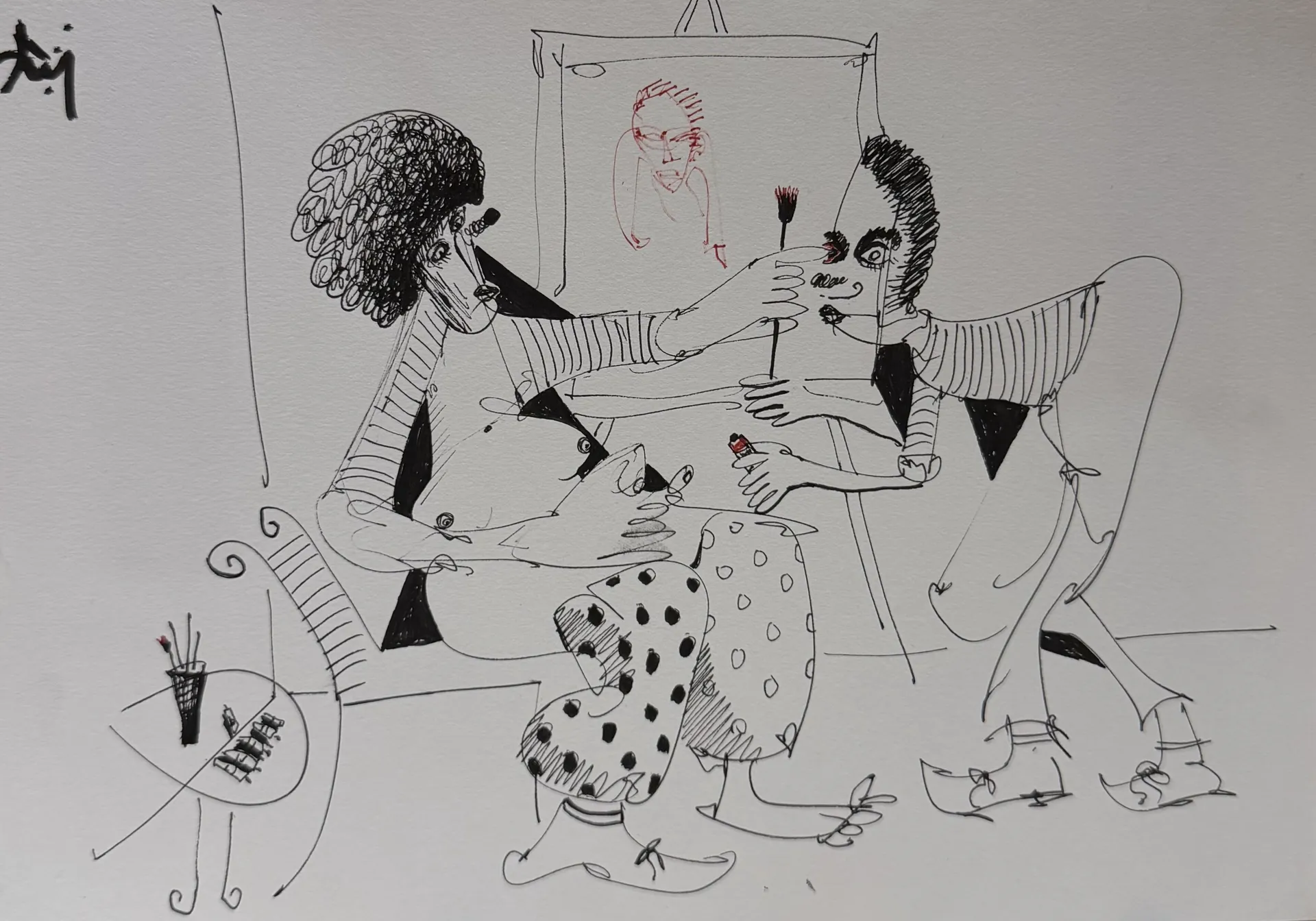 The studio visit by Aditiya Singh - Ink on paper