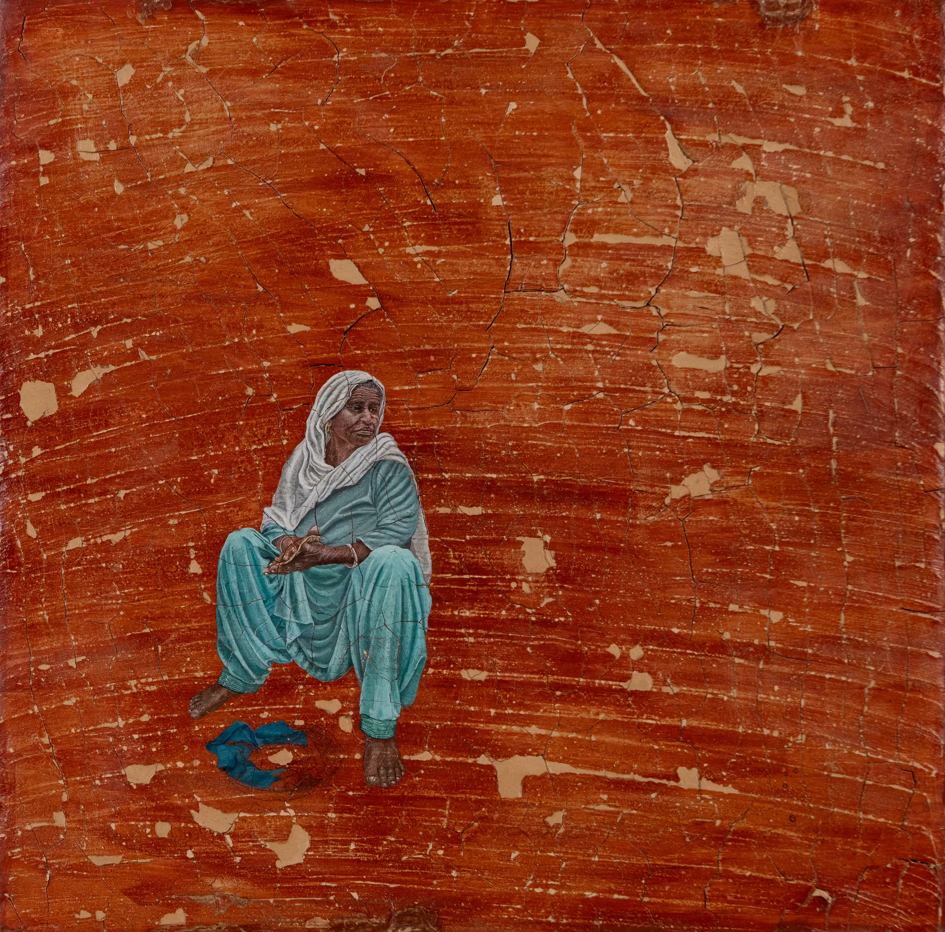 Udeek by Gurdeep Brar - Local clay, acrylic on wood panel