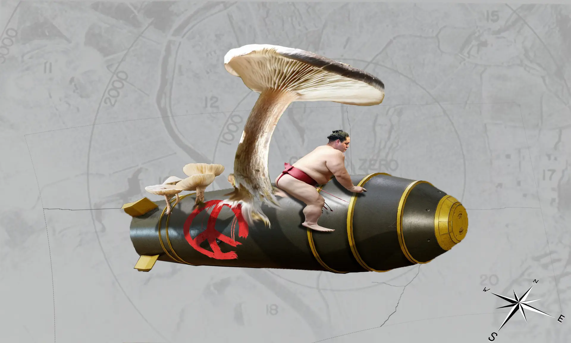 Fat man by Nayanjyoti Barman - Digital photo manipulation / digital composite, archival pigment print on paper