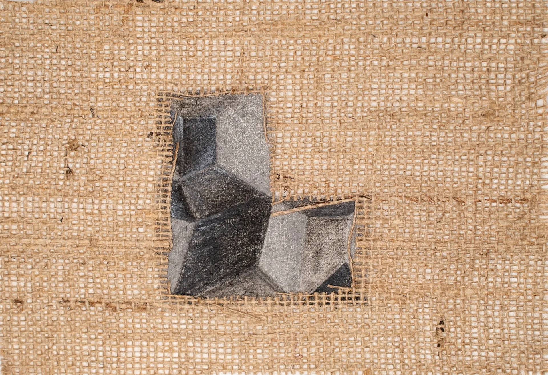 Fold #17, 2 by Urvi Sethna - Jute fabric, charcoal and graphite on rice paper